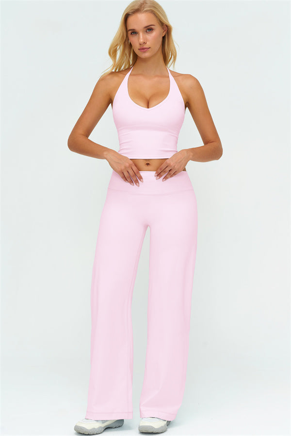 Top Halter Twirl y Pantalones Rectos de 2 Piezas