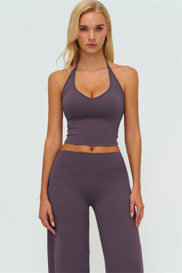 Top Halter Twirl y Pantalones Rectos de 2 Piezas