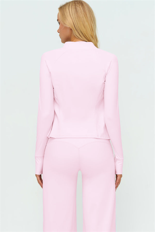 El conjunto de 3 piezas de chaqueta Twirl con cremallera, top halter y pantalones rectos nuevos