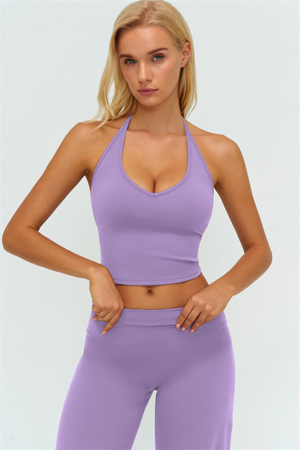 Top Halter Twirl y Pantalones Rectos de 2 Piezas