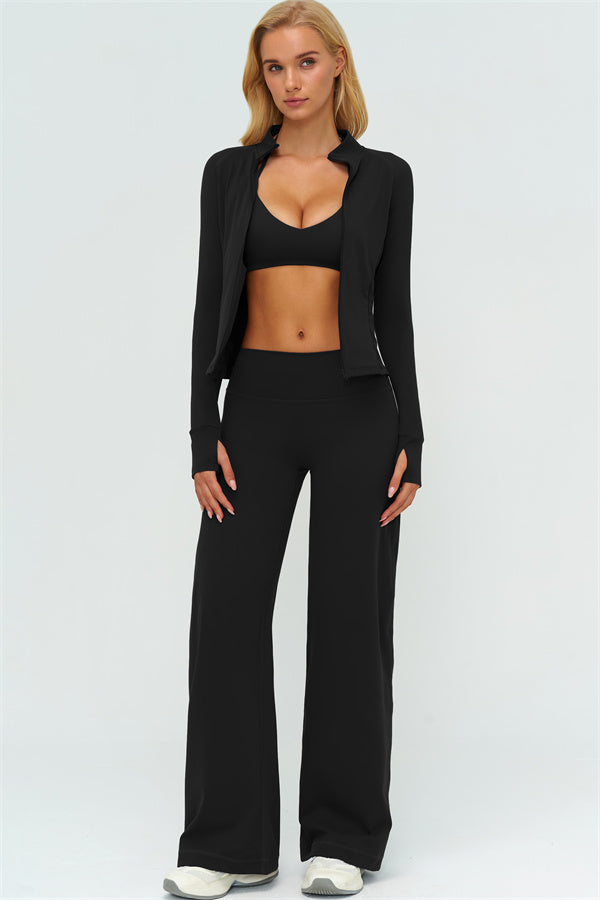 Conjunto de 3 piezas: sujetador deportivo, chaqueta con cremallera Twirl y pantalones de pierna recta nuevos