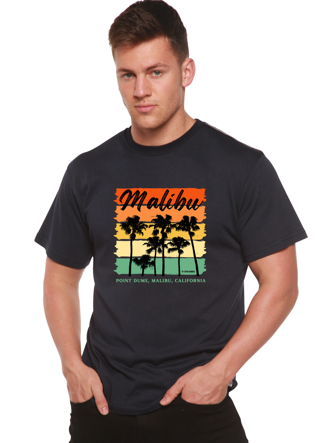 Camiseta de manga corta con gráfico de bambú viscosa/algodón orgánico unisex Malibu
