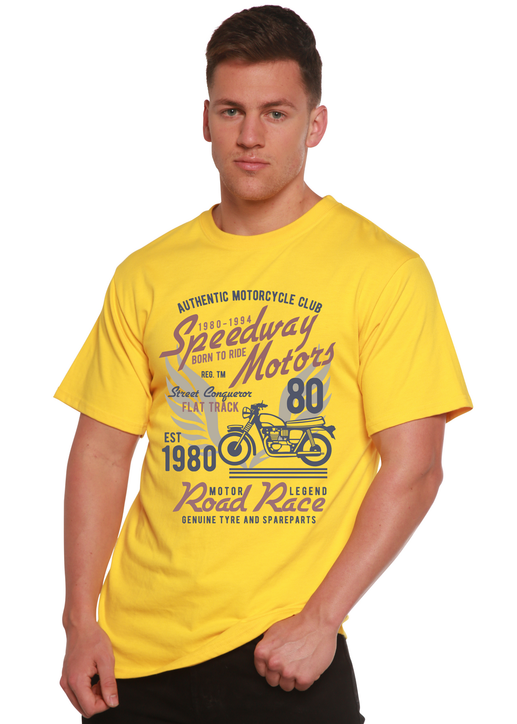 Camiseta gráfica de manga corta de viscosa de bambú/algodón orgánico para hombre Speedway Motor Spun Bamboo®