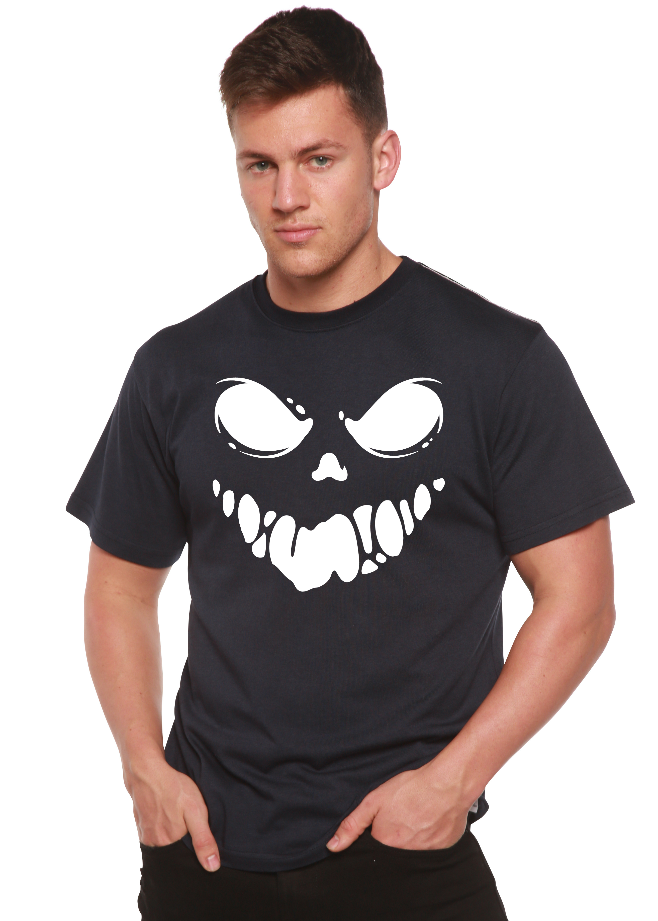 Camiseta gráfica de manga corta de bambú-viscosa/algodón orgánico para hombre "Halloween Boo"