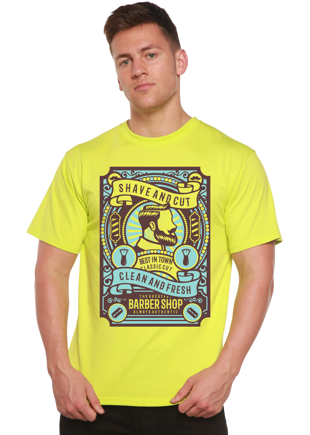 Camiseta gráfica de manga corta Shave and Cut Spun Bamboo® de viscosa de bambú/algodón orgánico para hombre