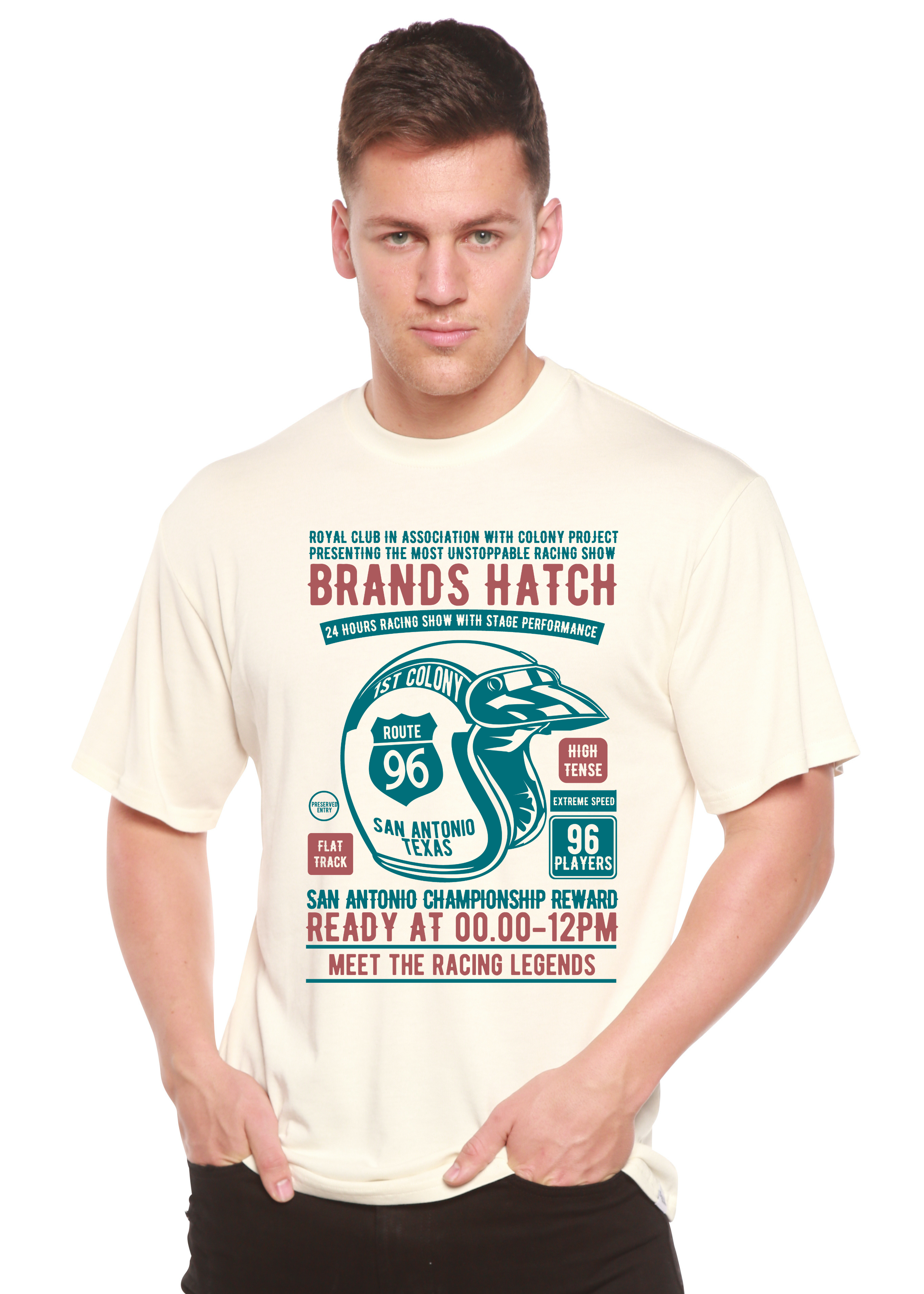 Camiseta gráfica de manga corta de bambú/algodón orgánico para hombre Brands Hatch
