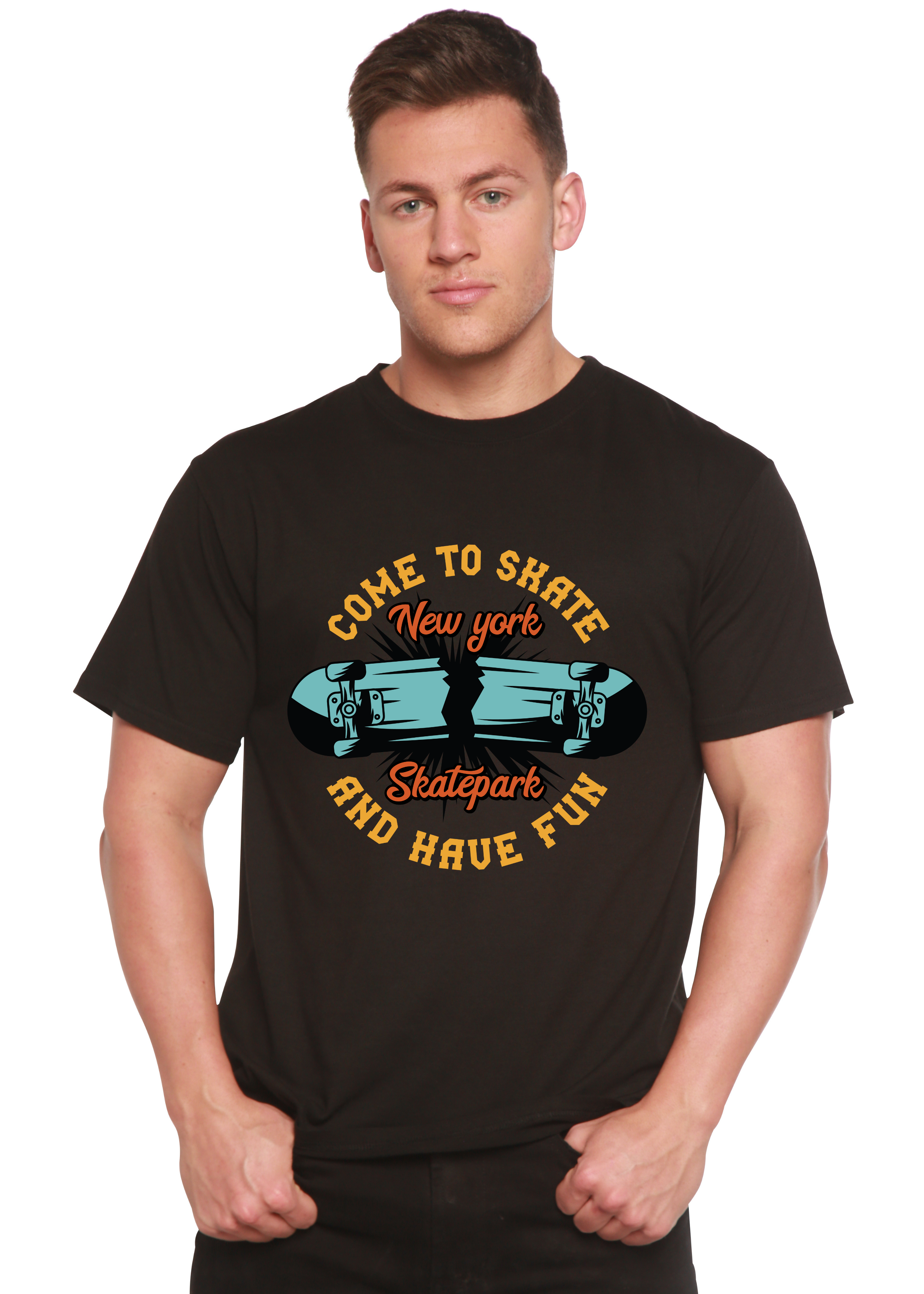 Camiseta gráfica de manga corta para hombre de bambú viscosa/algodón orgánico "New York Skatepark"