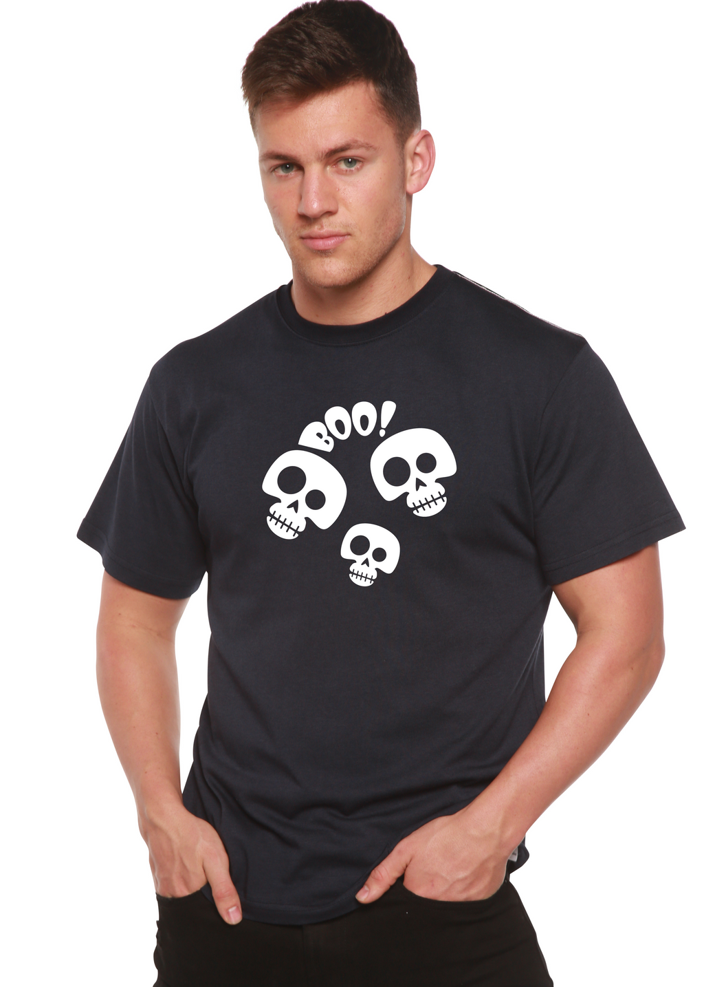Camiseta gráfica de manga corta de bambú/algodón orgánico unisex "Halloween Boo"