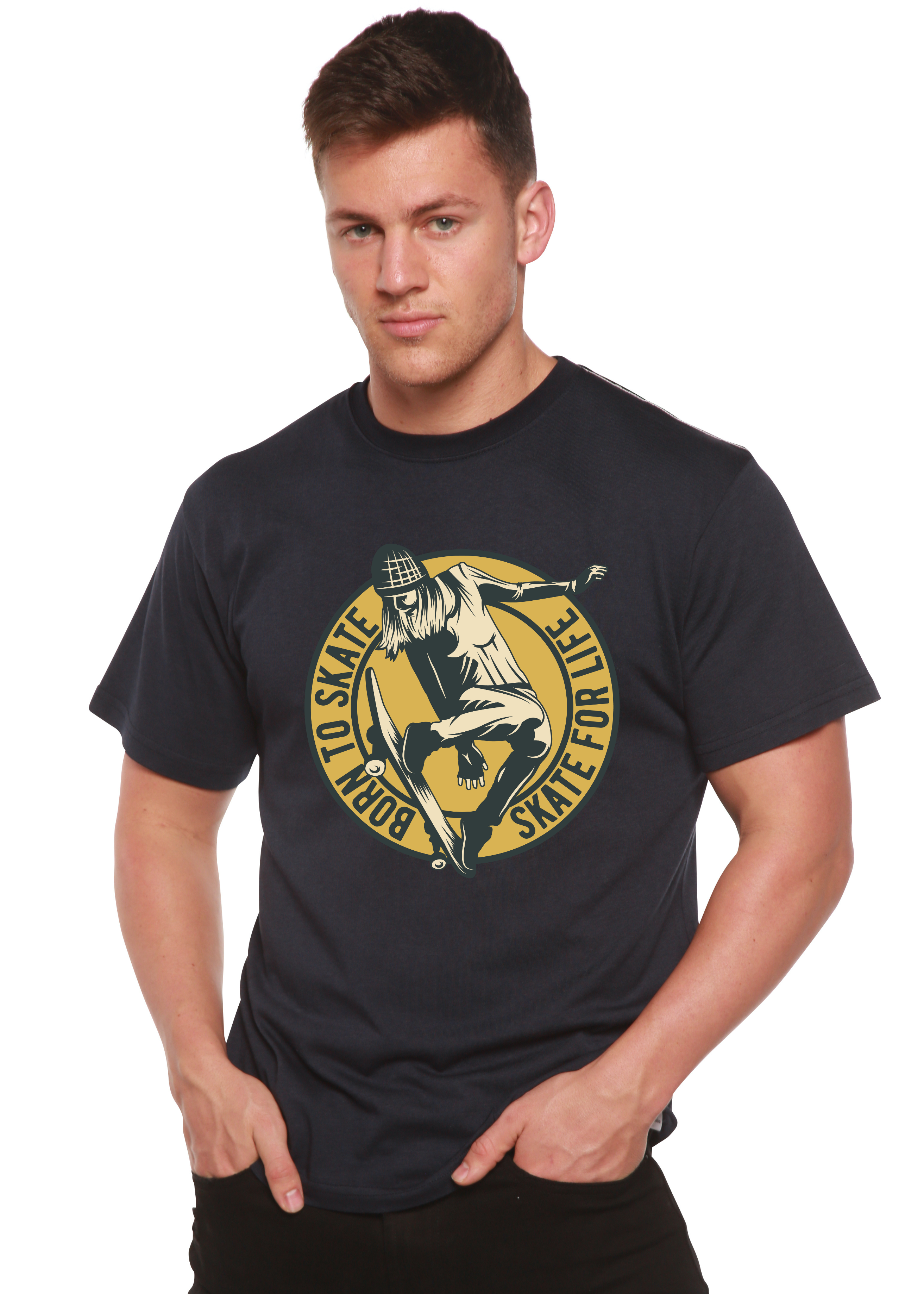 Camiseta gráfica de manga corta Skate For Life para hombre, de viscosa de bambú/algodón orgánico