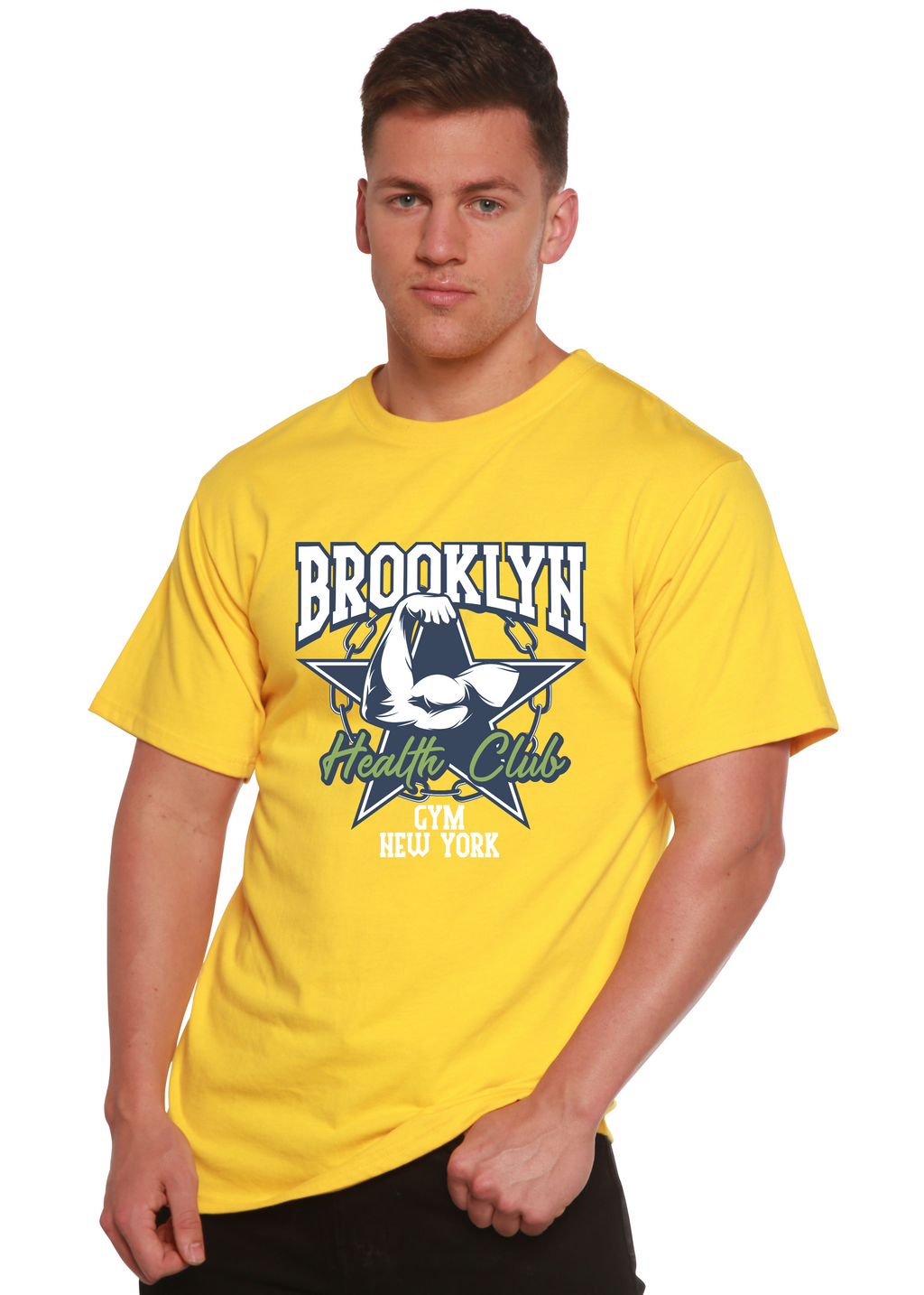 Camiseta gráfica de manga corta de bambú/algodón orgánico Brooklyn Health Club para hombre