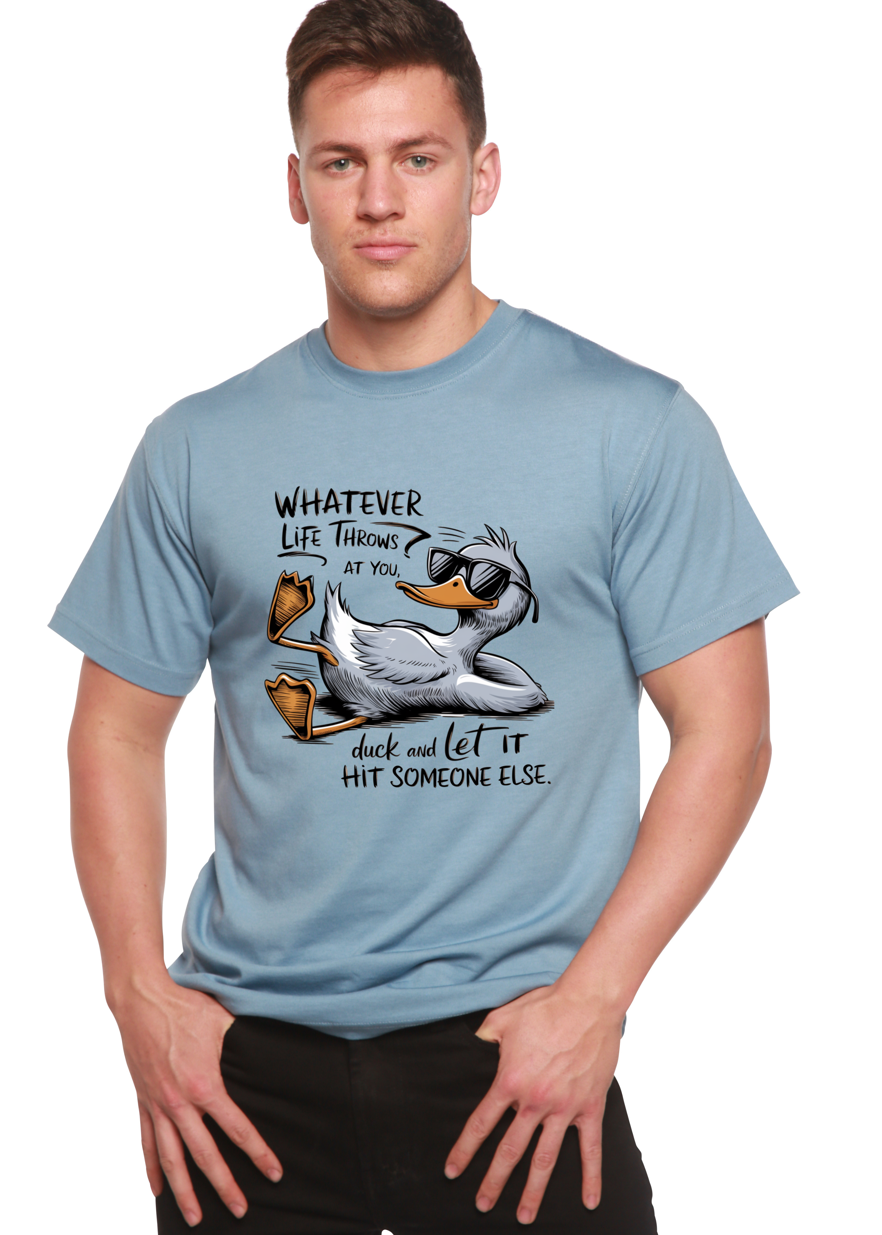Camiseta gráfica unisex divertida de bambú/algodón "Lo que te depare la vida"