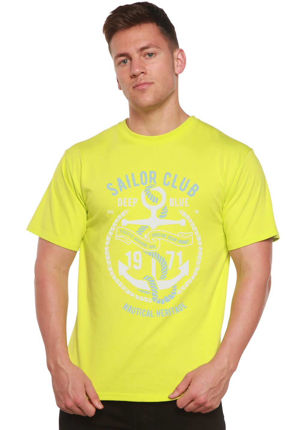 Camiseta Gráfica de Manga Corta de Bambú Viscosa/Algodón Orgánico Spun Bamboo® para Hombre de Sailor Club