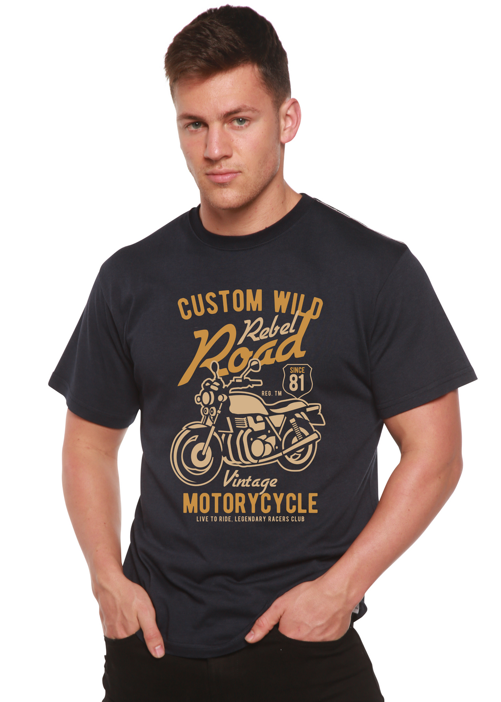 Camiseta gráfica de manga corta de bambú/algodón orgánico Custom Wild para hombre