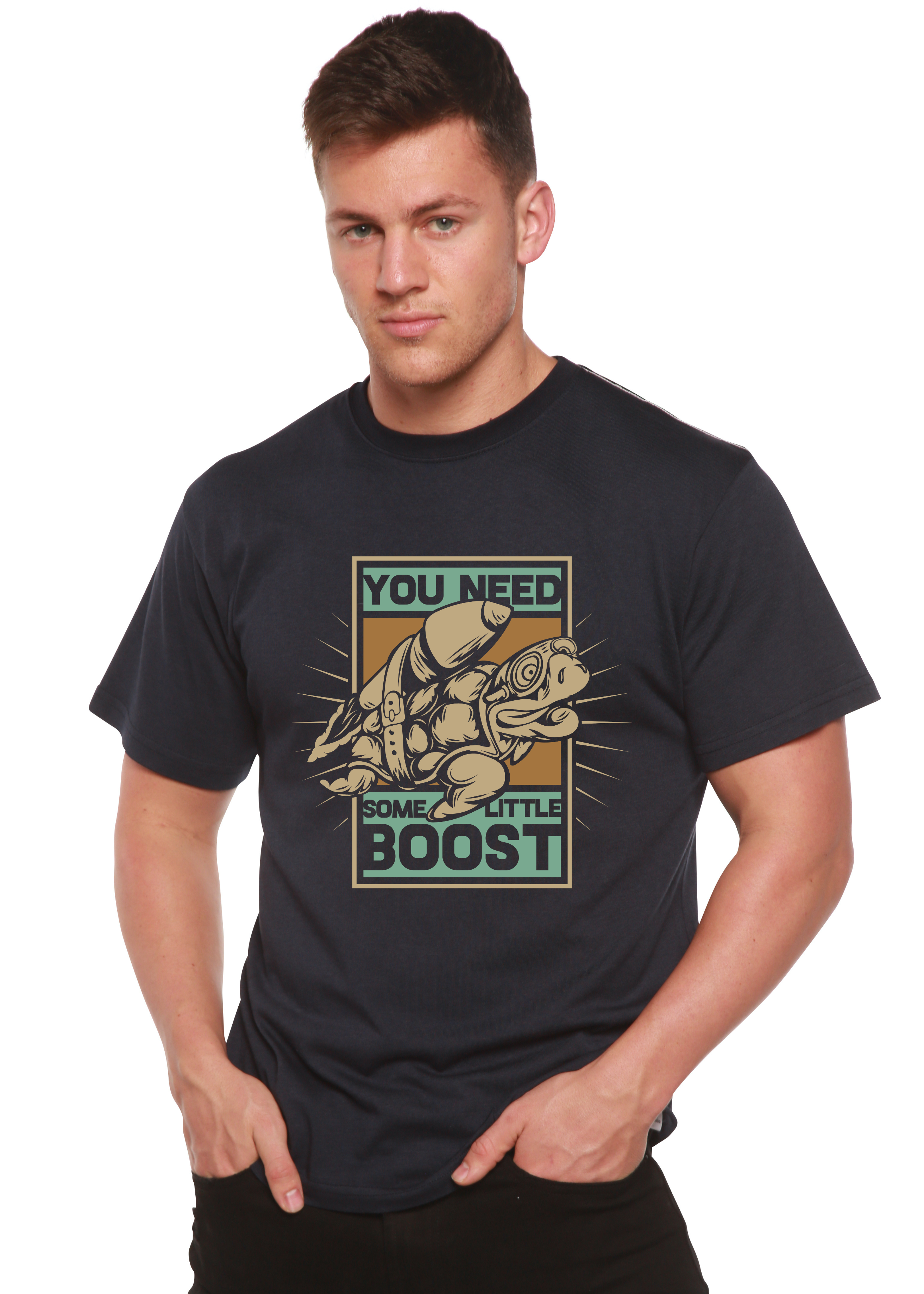 You Need Boost Camiseta Gráfica de Manga Corta para Hombre de Viscosa de Bambú/Algodón Orgánico