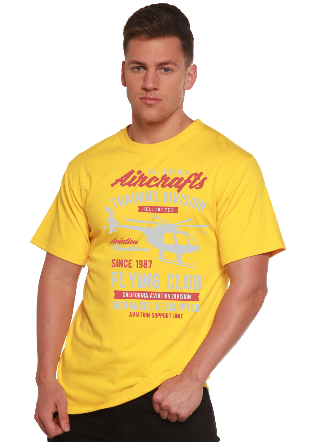 Camiseta gráfica de manga corta de bambú/algodón orgánico para hombre California Aircraft