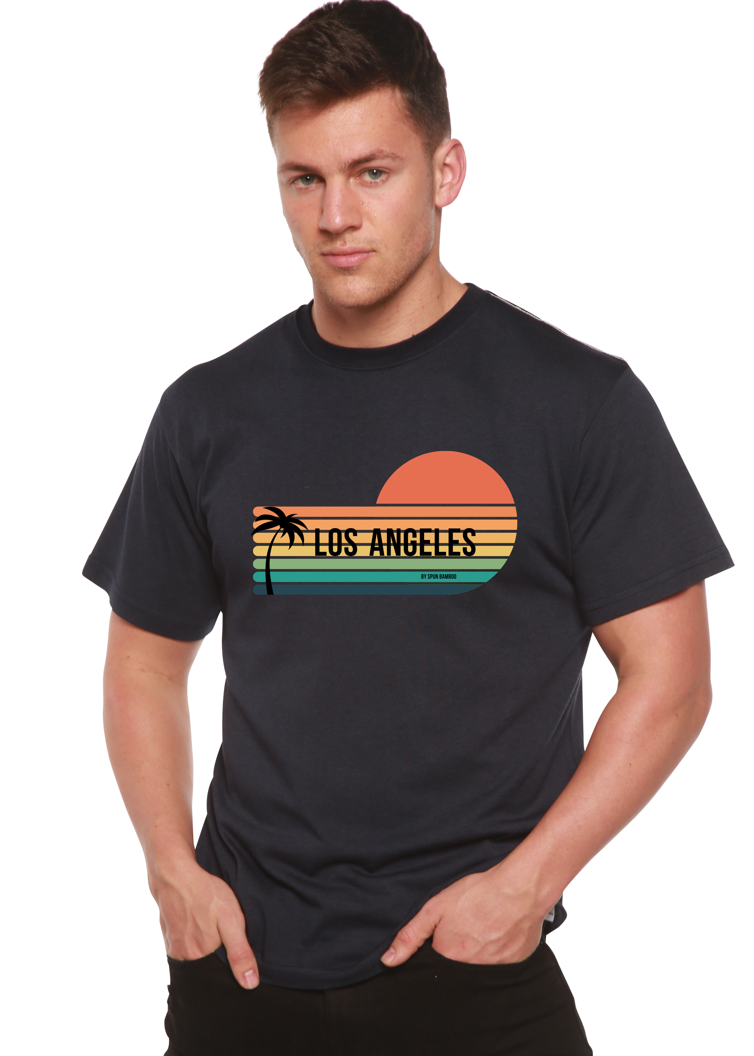 Camiseta gráfica de manga corta unisex de bambú viscosa/algodón orgánico Los Angeles Spun Bamboo