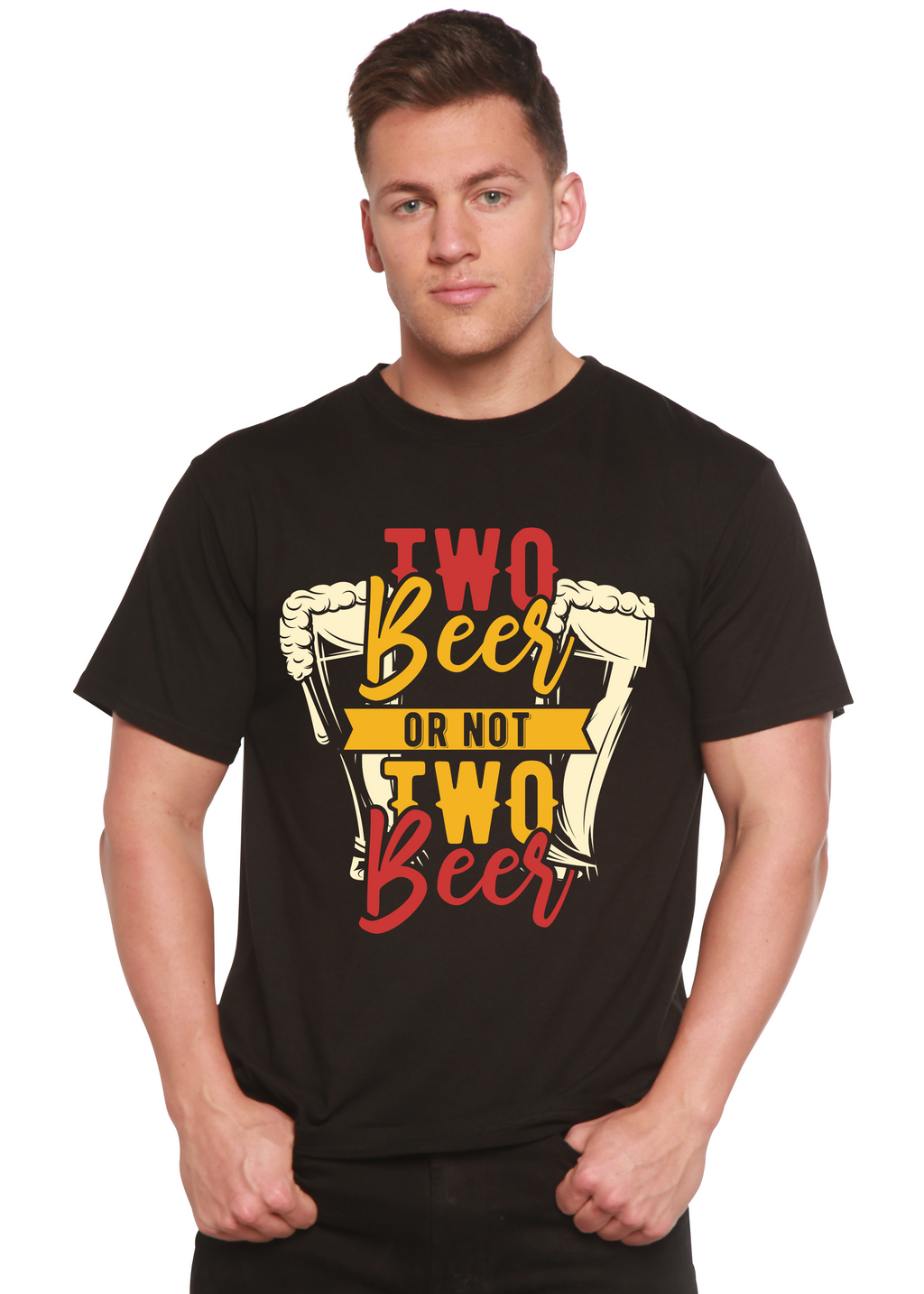 Camiseta gráfica de manga corta de viscosa de bambú/algodón orgánico Two Beer Men