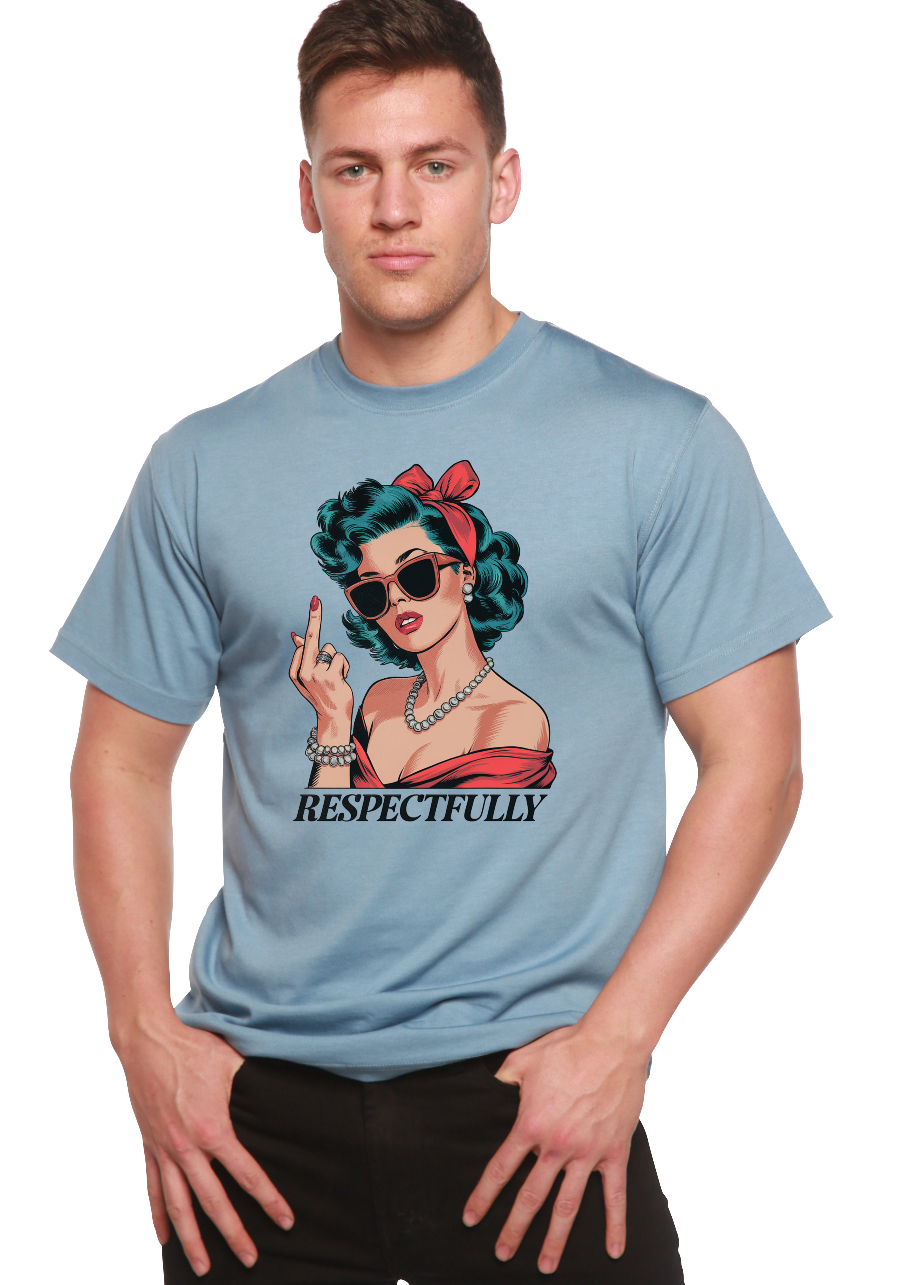 Camiseta gráfica unisex de bambú/algodón con "Respectfully Middle Finger"