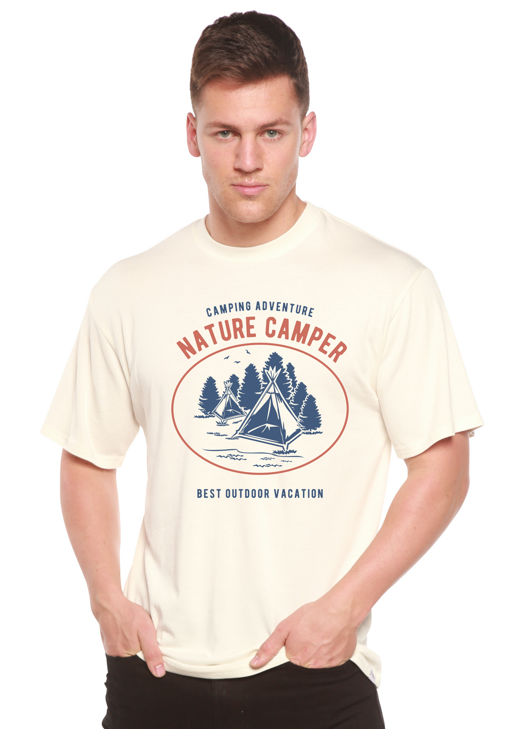 Camiseta gráfica Nature Camper Spun Bamboo® de manga corta de viscosa de bambú y algodón orgánico para hombre
