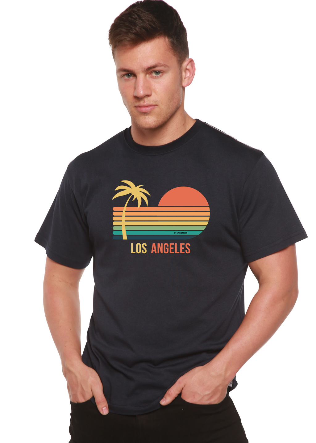 Camiseta gráfica unisex de manga corta Los Angeles de viscosa de bambú/algodón orgánico
