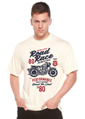 Camiseta gráfica de manga corta Spun Bamboo® de viscosa de bambú/algodón orgánico para hombre con motos de carrera