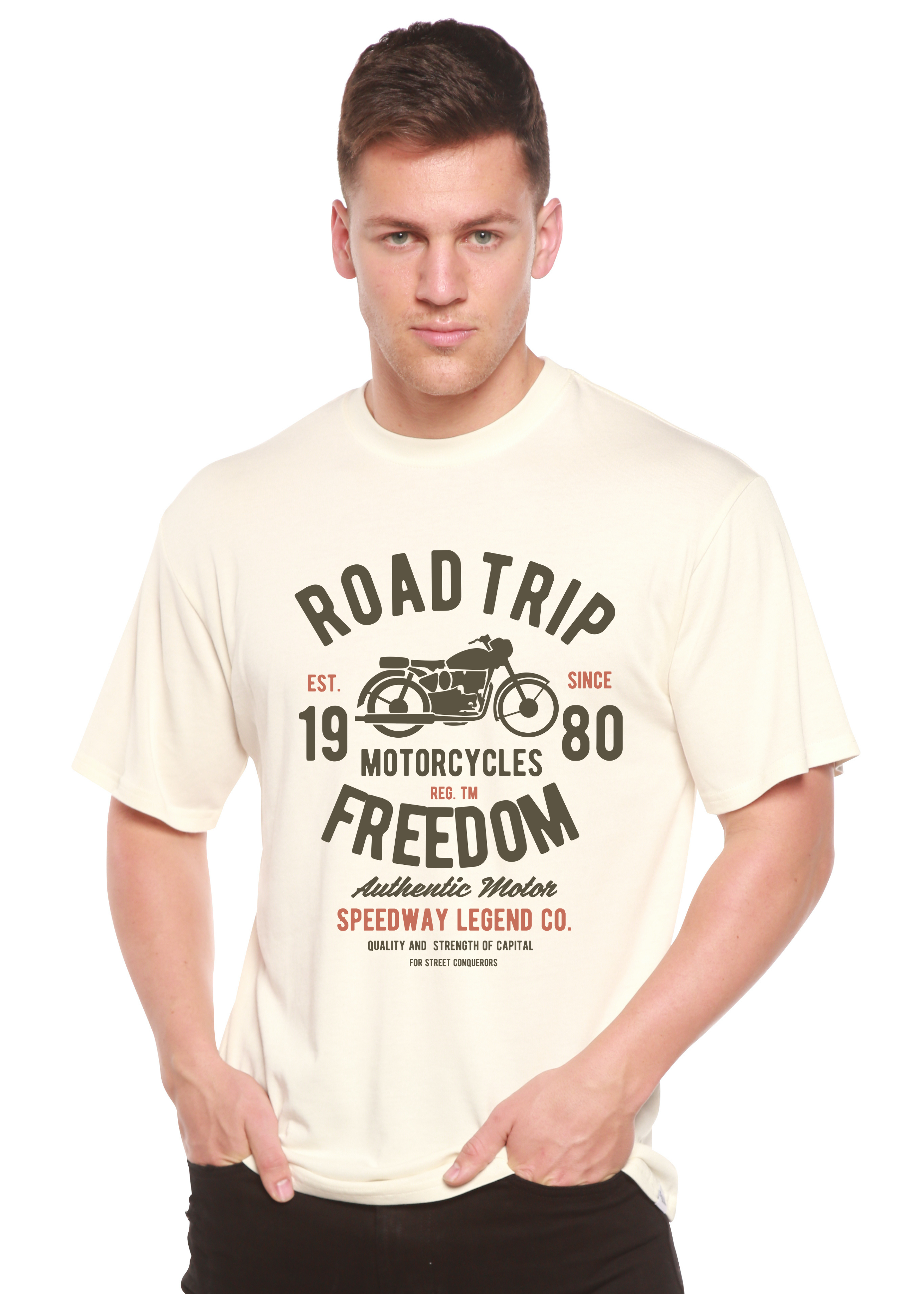 Camiseta gráfica de manga corta Road Trip Spun Bamboo® de viscosa de bambú/algodón orgánico para hombre