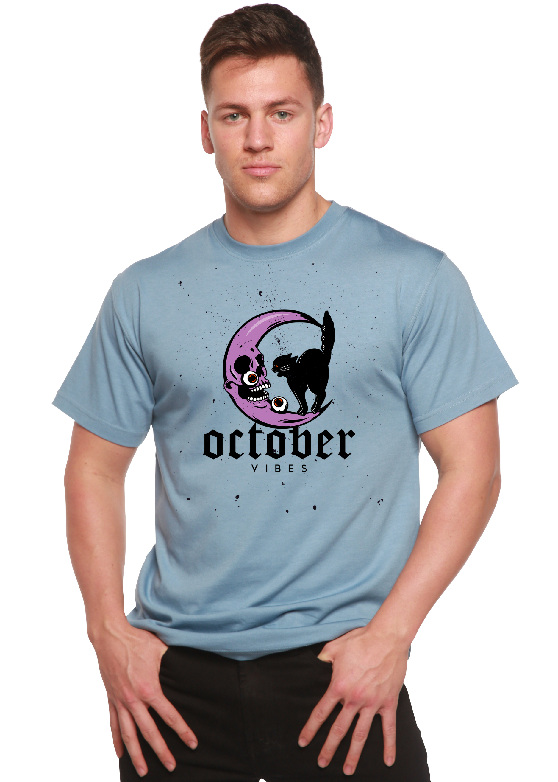 Camiseta gráfica de manga corta para hombre "October Vibes" de bambú-viscosa/algodón orgánico