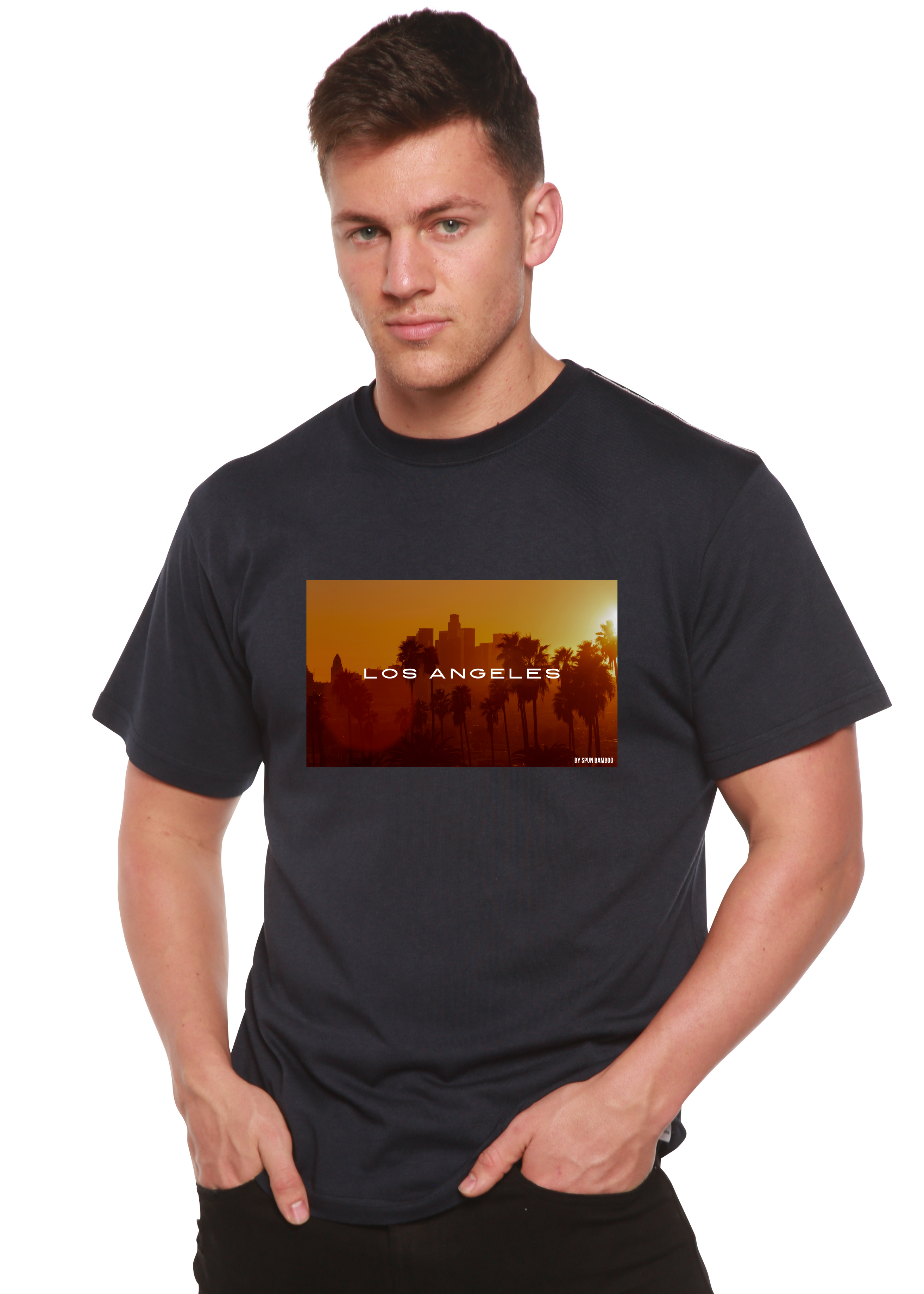 Camiseta gráfica unisex de manga corta Los Angeles de viscosa de bambú/algodón orgánico