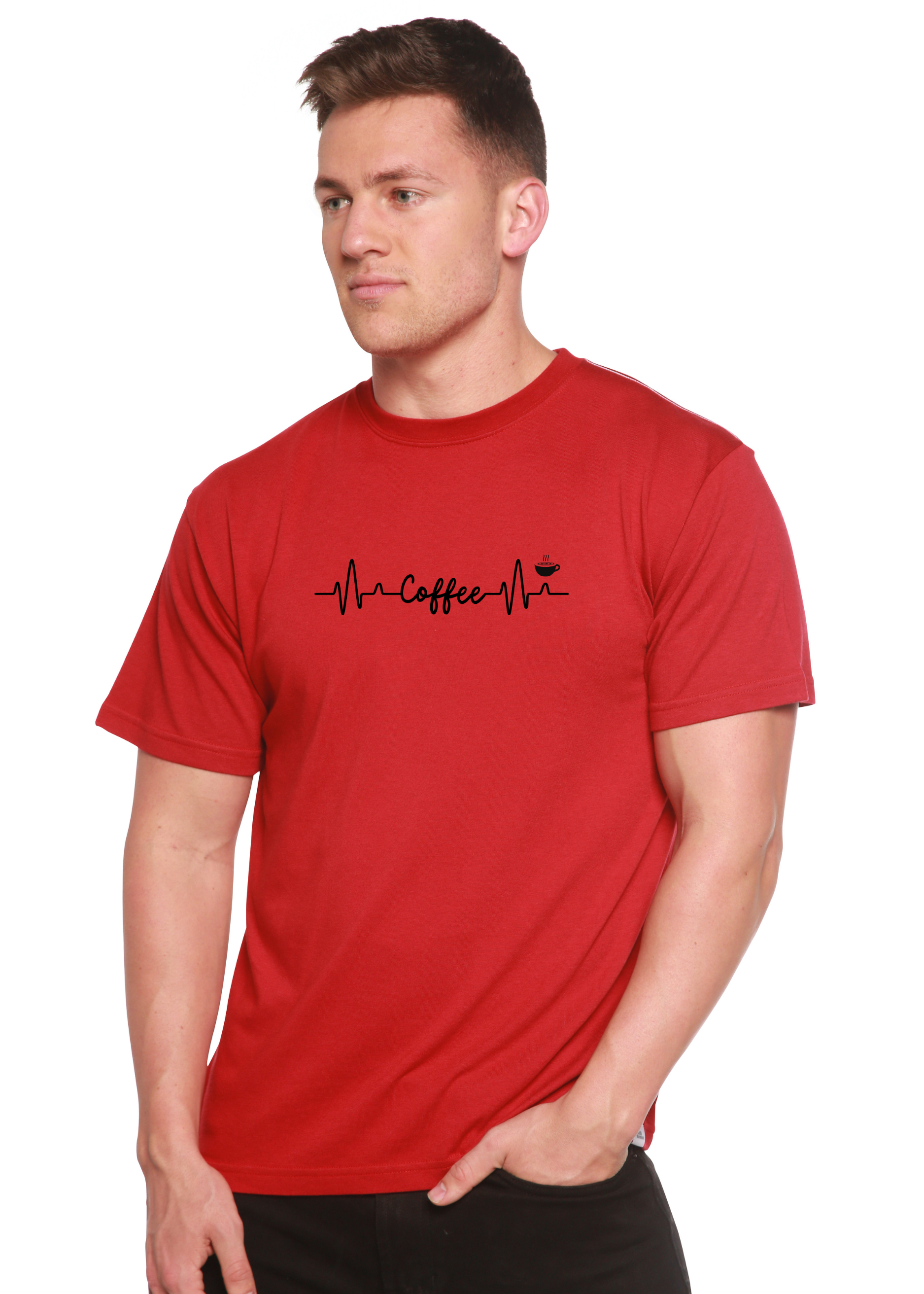 Camiseta Gráfica Unisex de Bambú/Algodón Heartbeat Coffee
