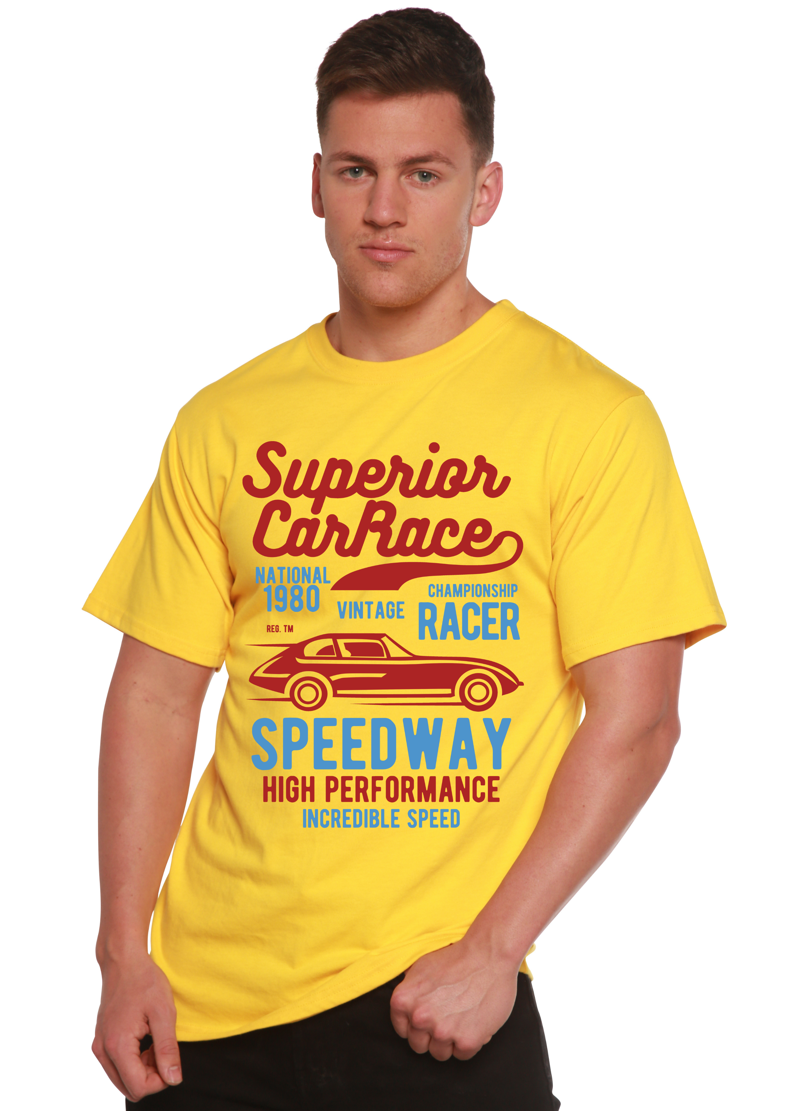 Camiseta gráfica de manga corta de viscosa de bambú/algodón orgánico para hombre Superior Car Spun Bamboo®