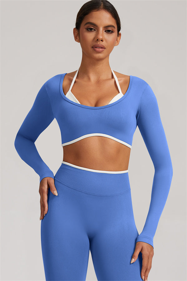 Conjunto de 2 piezas Elevate New: Top corto de manga larga y leggings