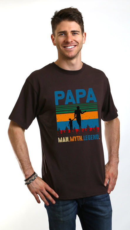 Camiseta de manga corta con estampado "Papa Man, Myth, Legend" de bambú, viscosa y algodón orgánico para hombre