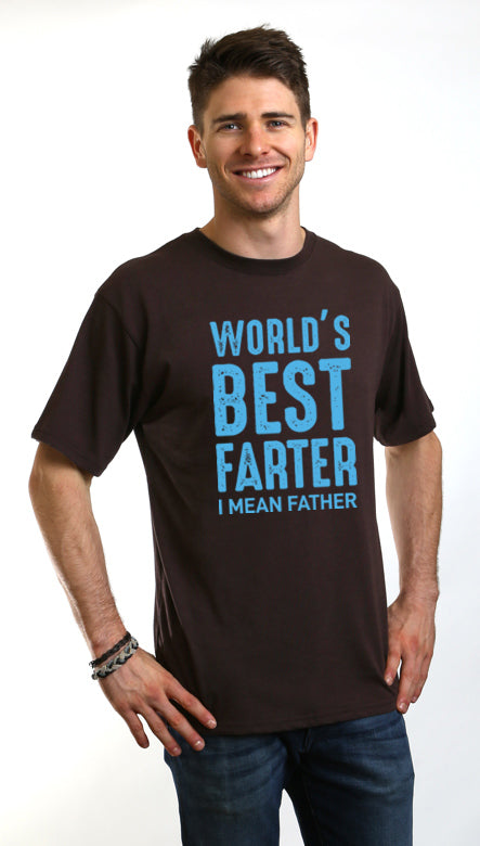 Camiseta de manga corta con estampado "El mejor pedorreador del mundo" de viscosa de bambú y algodón orgánico para hombre
