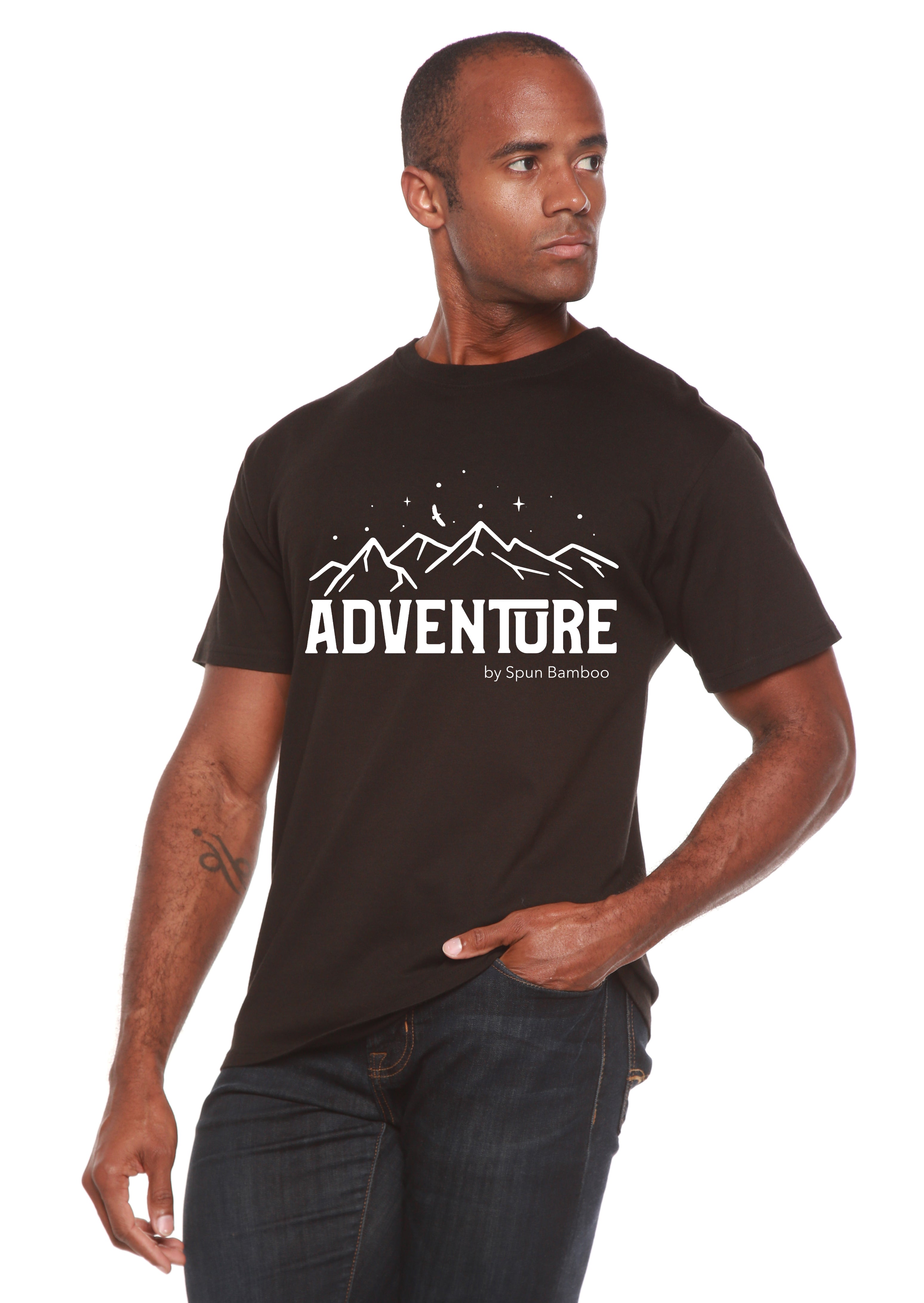 Camiseta de Manga Corta Estampada de Viscosa de Bambú/Algodón Orgánico "Adventure" para Hombre