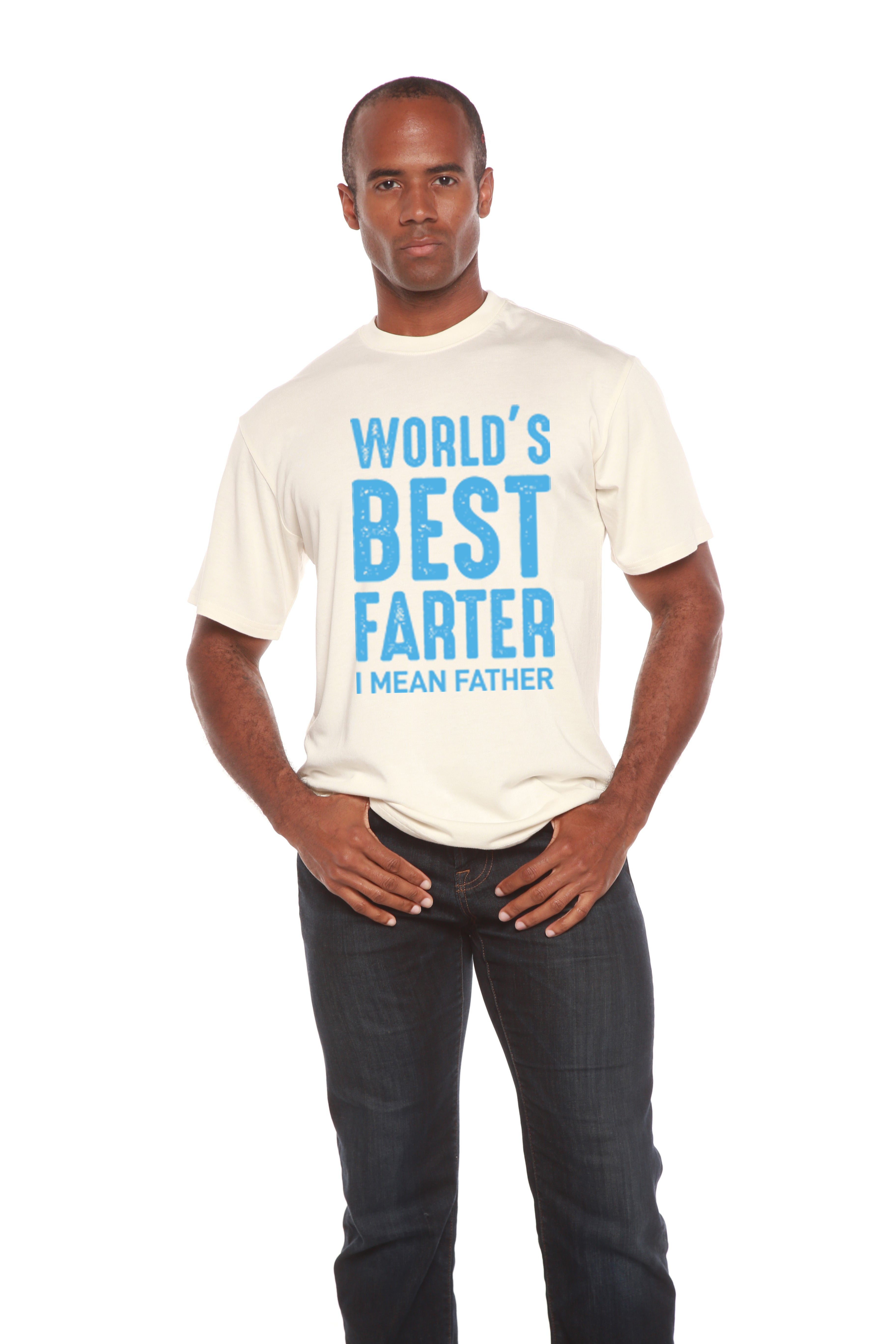 Camiseta de manga corta con estampado "El mejor pedorreador del mundo" de viscosa de bambú y algodón orgánico para hombre