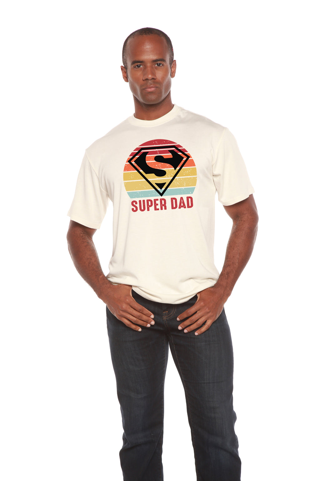 Camiseta gráfica de manga corta para hombre "Super Papá" de bambú viscosa/algodón orgánico