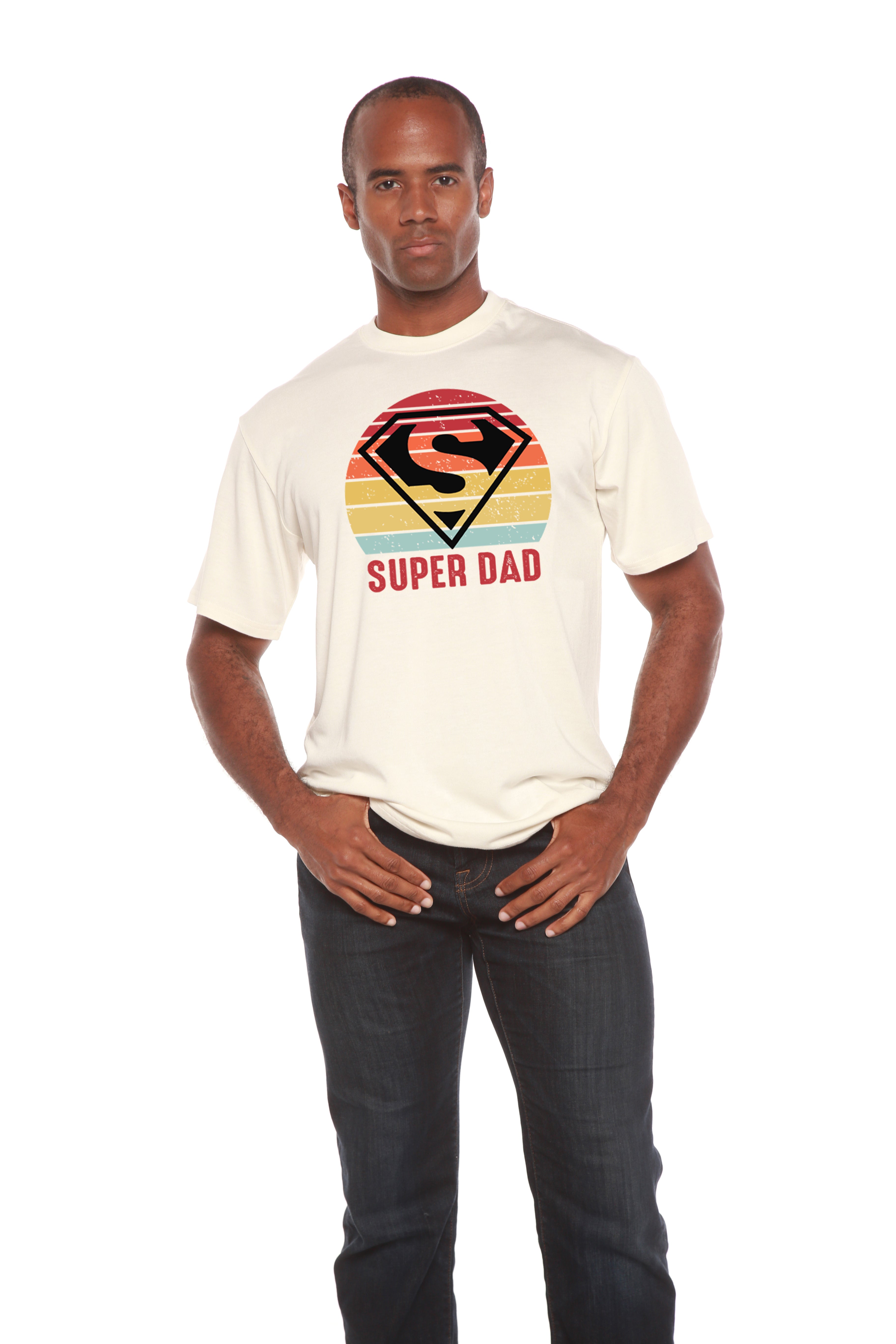Camiseta gráfica de manga corta para hombre "Super Papá" de bambú viscosa/algodón orgánico