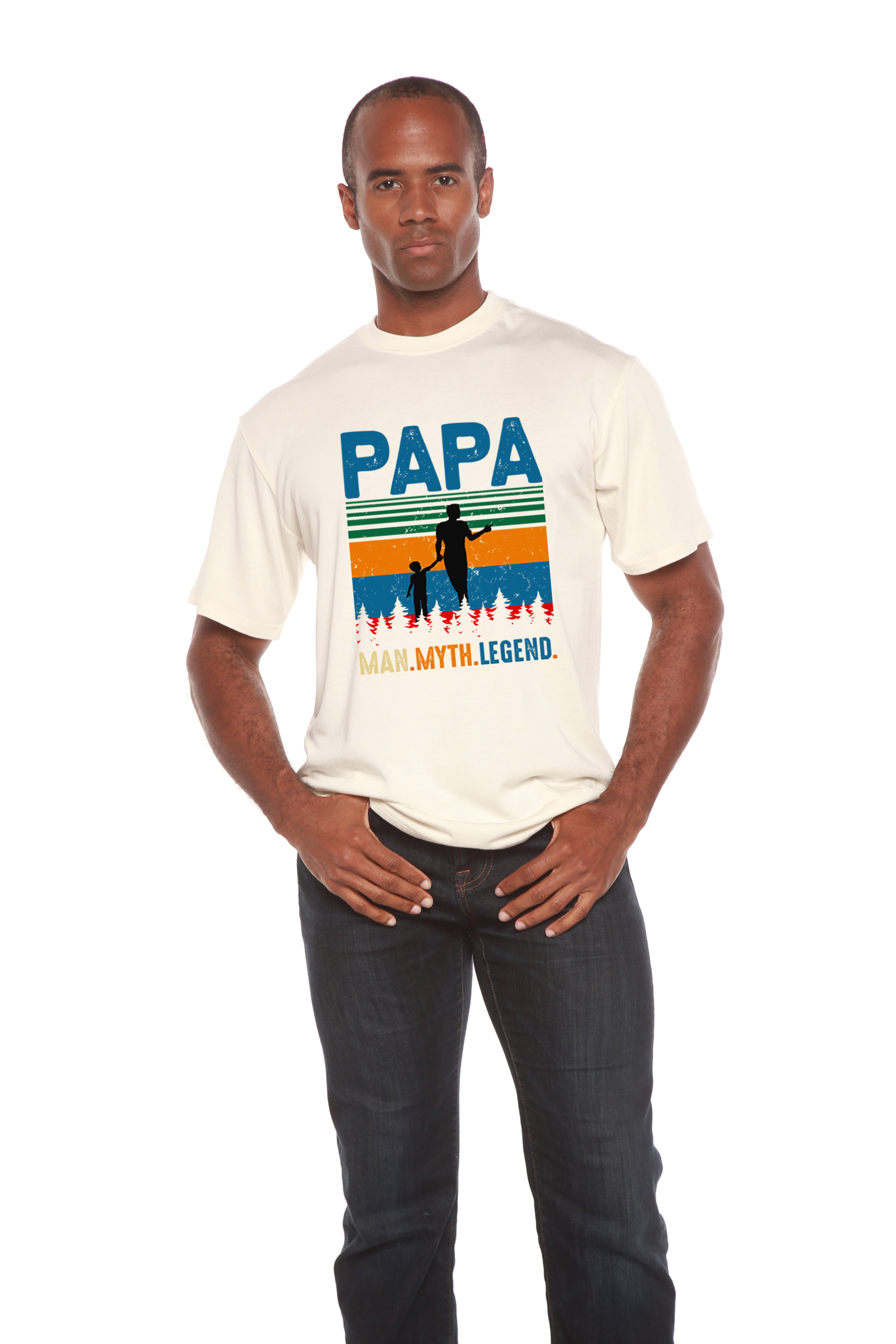 Camiseta de manga corta con estampado "Papa Man, Myth, Legend" de bambú, viscosa y algodón orgánico para hombre