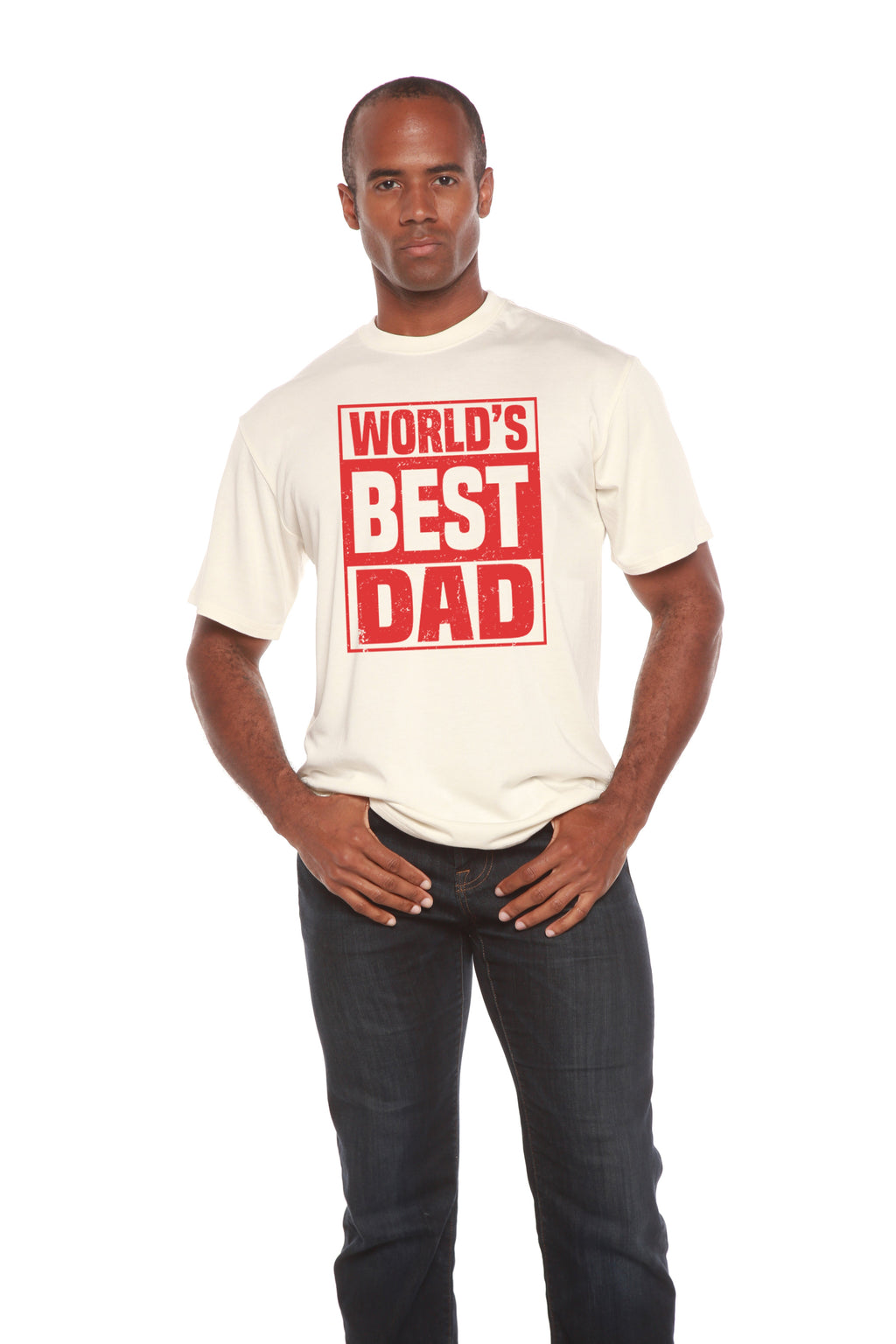 Camiseta Gráfica de Manga Corta para Hombre de Viscosa de Bambú y Algodón Orgánico "El Mejor Papá del Mundo"