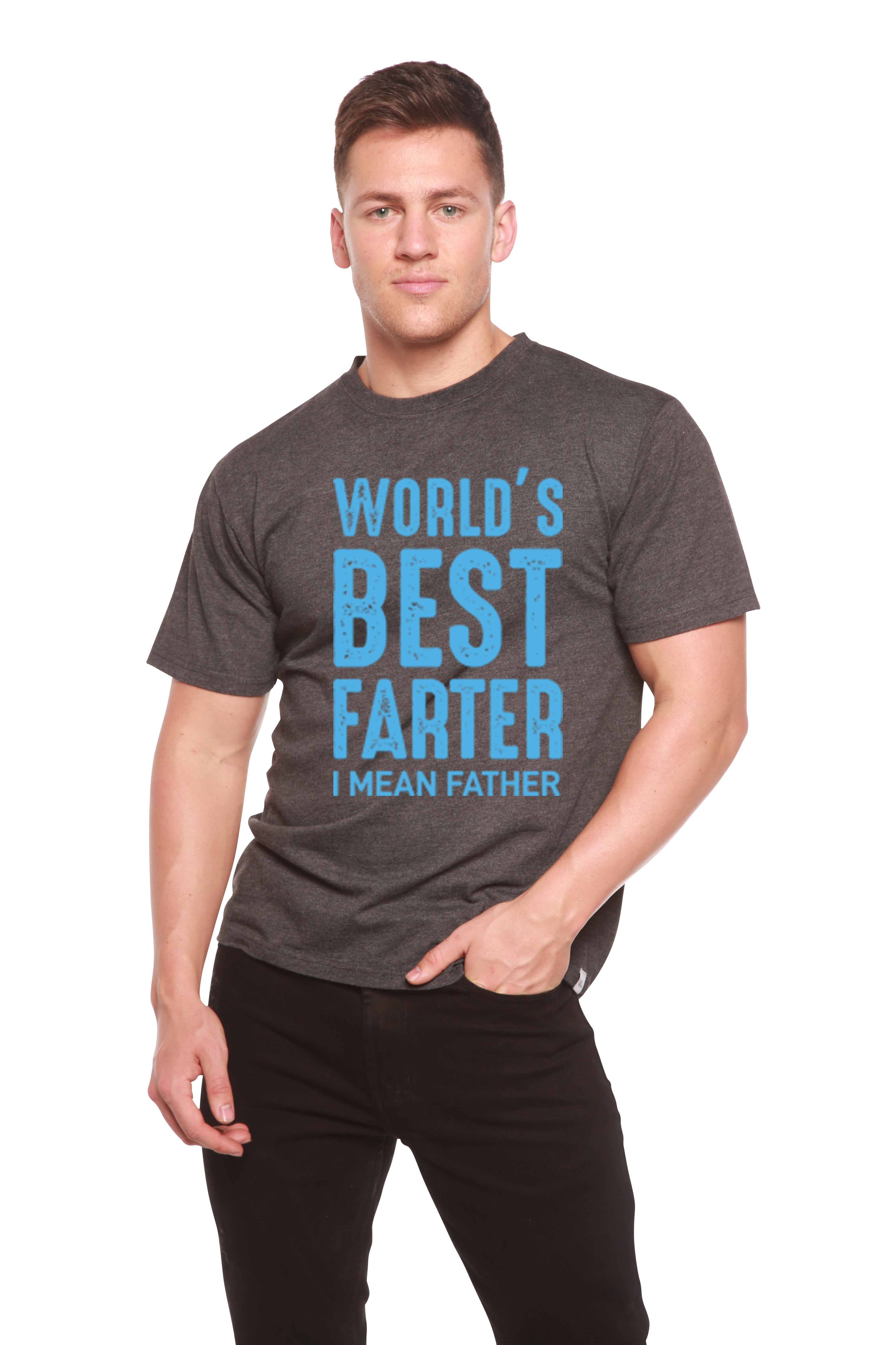 Camiseta de manga corta con estampado "El mejor pedorreador del mundo" de viscosa de bambú y algodón orgánico para hombre