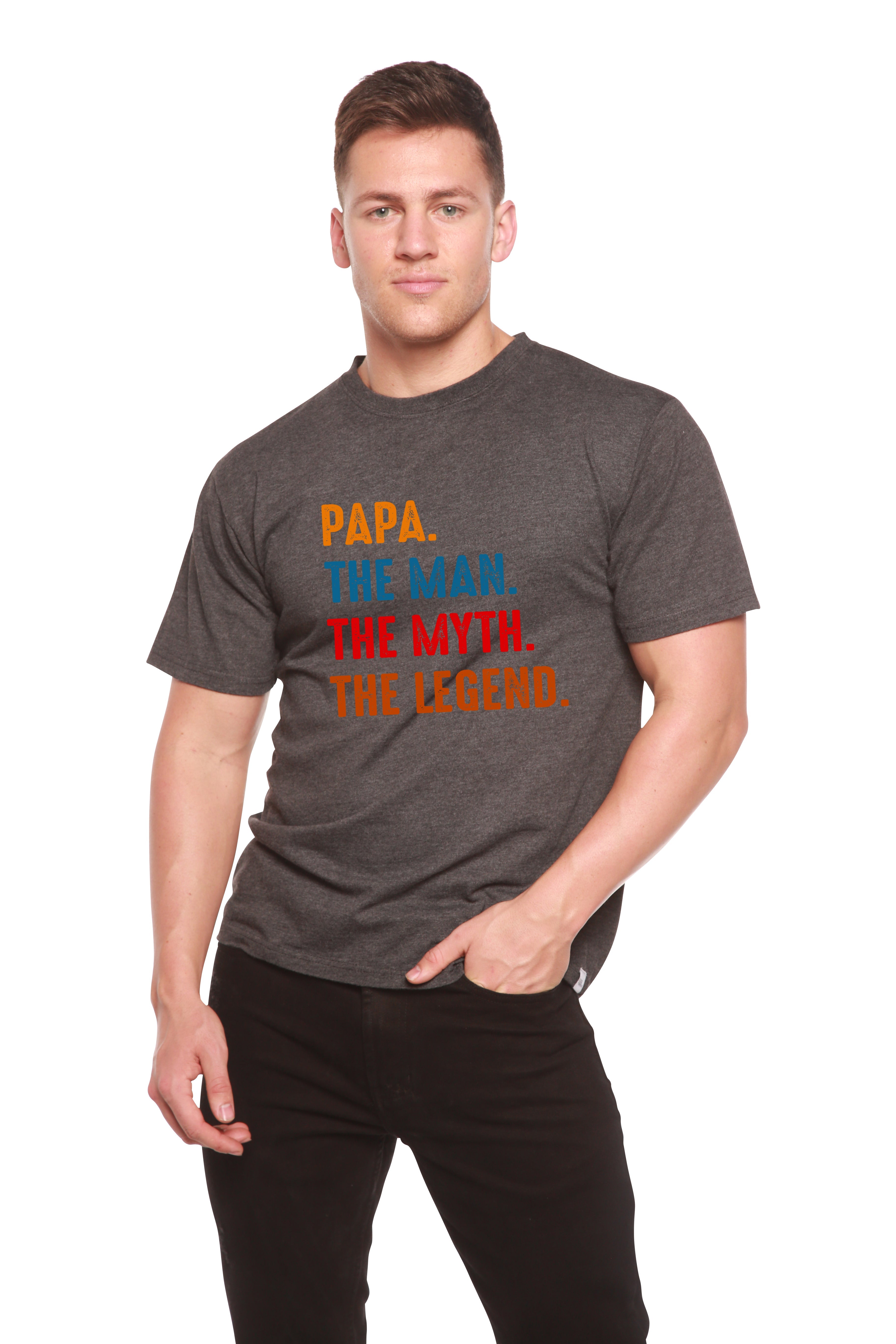 Papa, el Hombre, el Mito, la Leyenda Camiseta gráfica de manga corta de viscosa de bambú/algodón orgánico para hombre