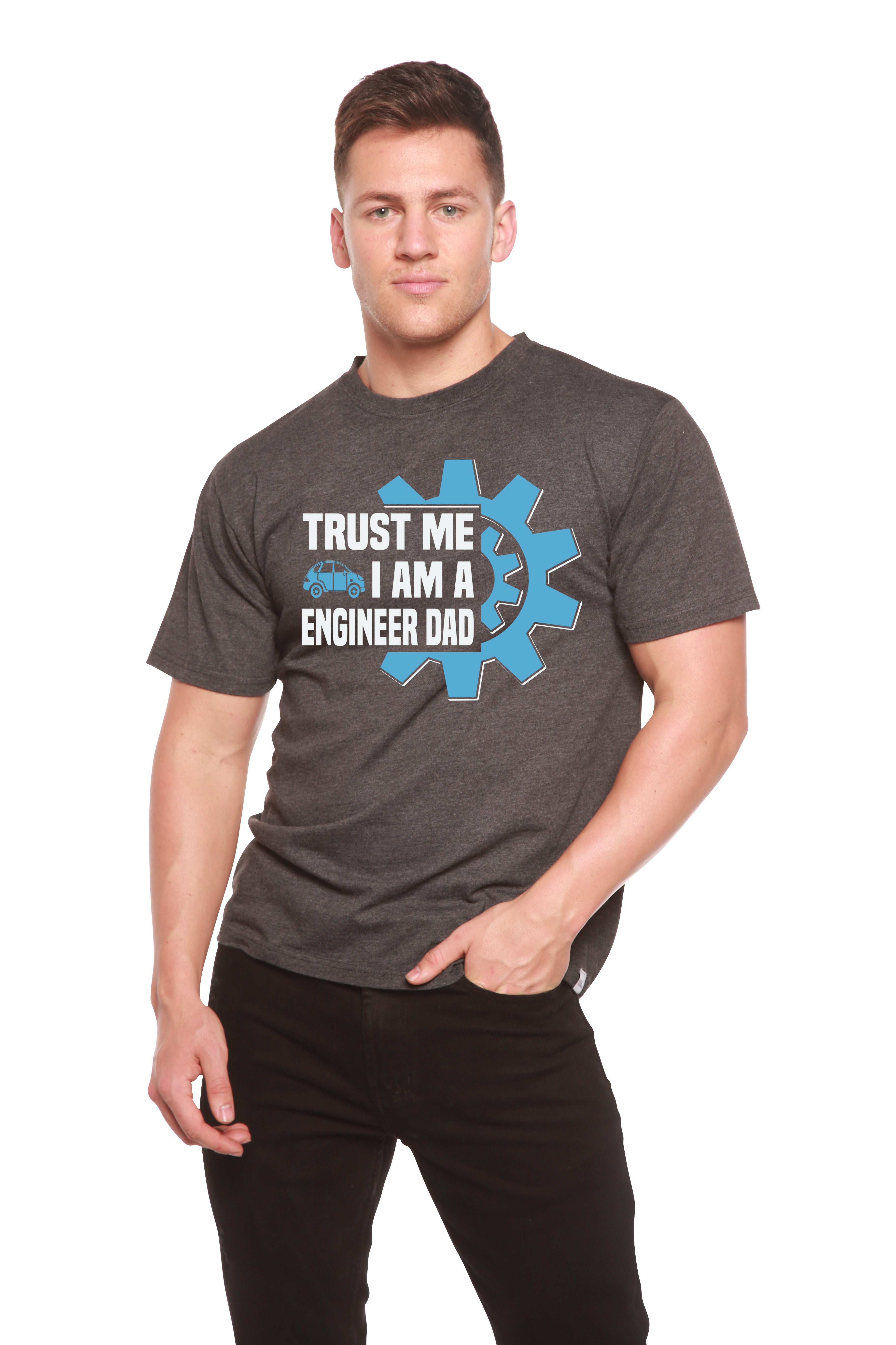 Confía en Mí, Soy un Papá Ingeniero. Camiseta Gráfica de Manga Corta de Viscosa de Bambú/Algodón Orgánico para Hombre