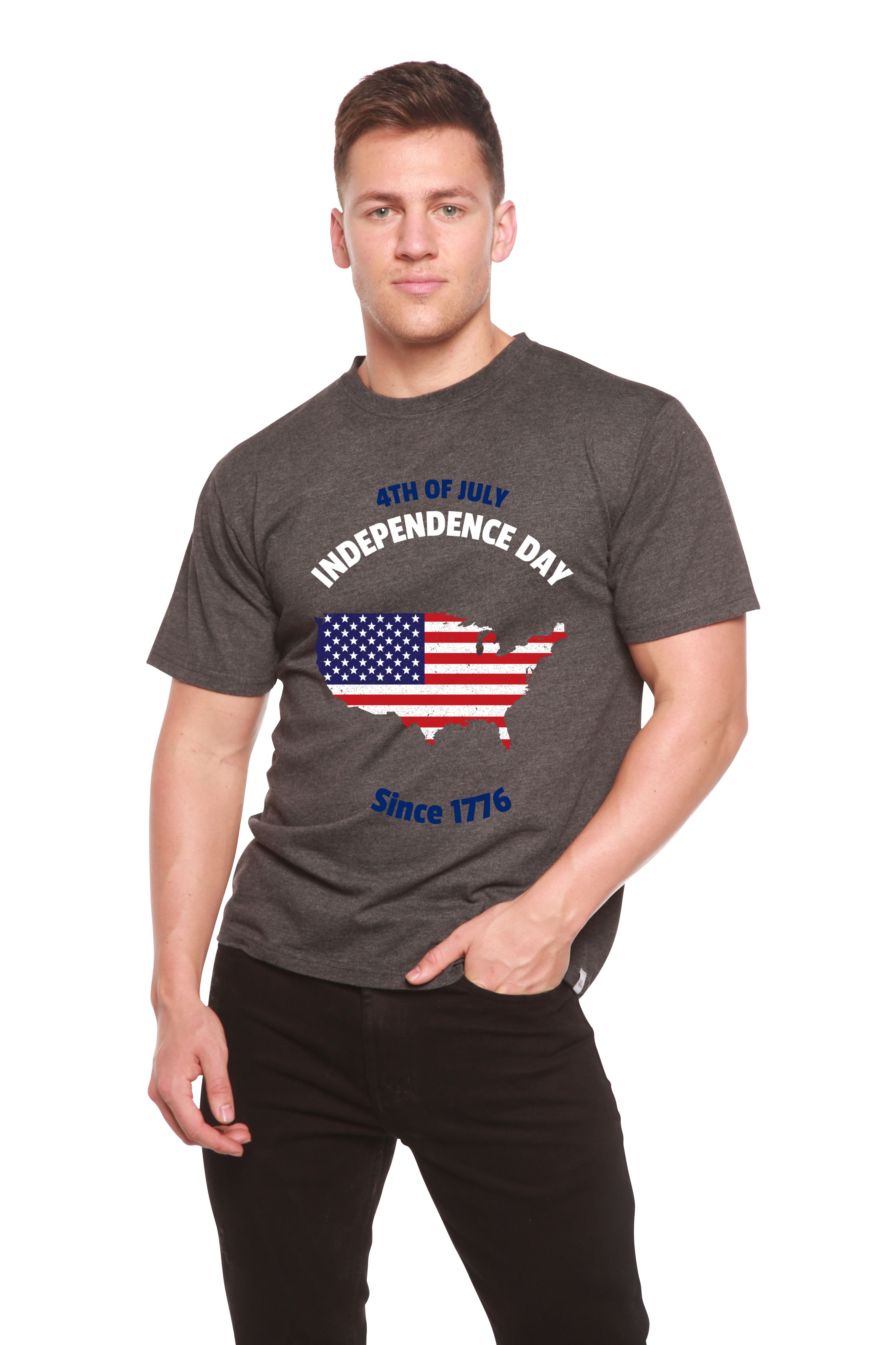 Camiseta gráfica de manga corta para hombre del 4 de julio de bambú/algodón orgánico