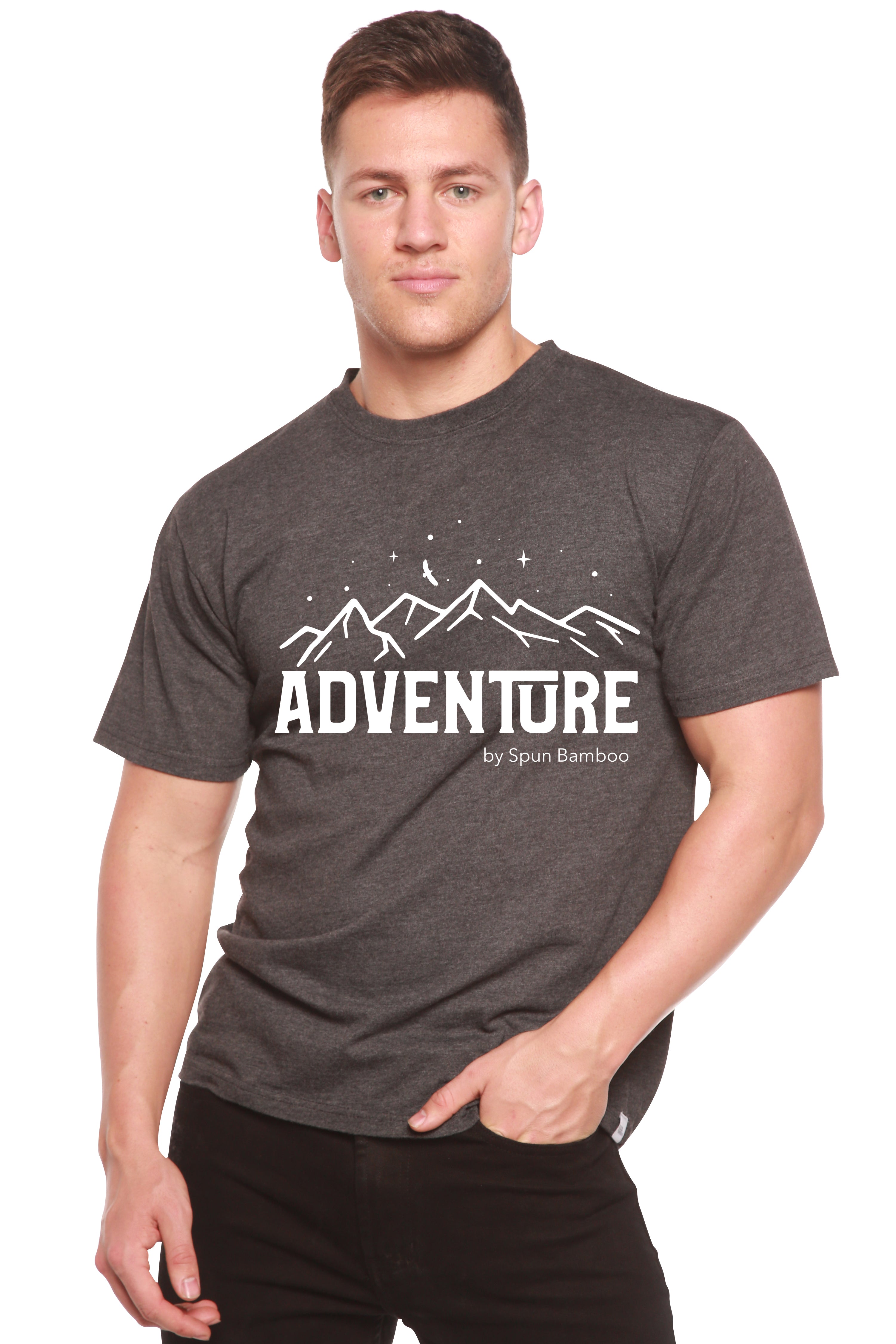 Camiseta de Manga Corta Estampada de Viscosa de Bambú/Algodón Orgánico "Adventure" para Hombre