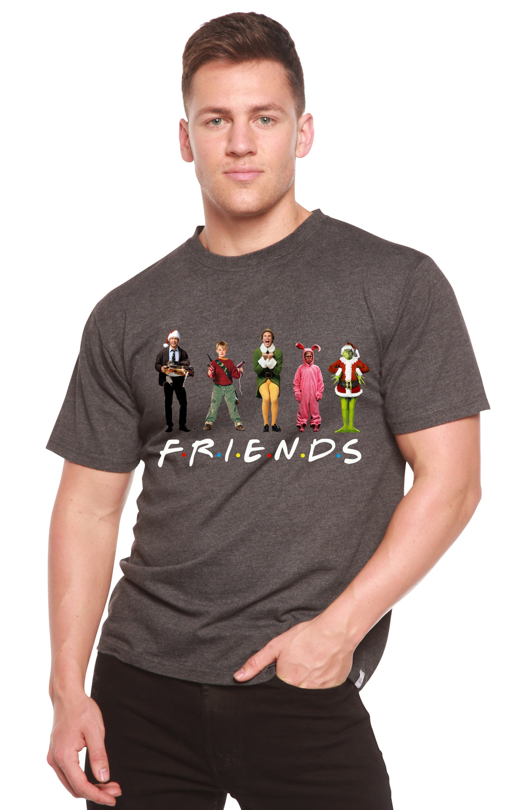 Camiseta de bambú para hombre con estampado de películas navideñas divertidas