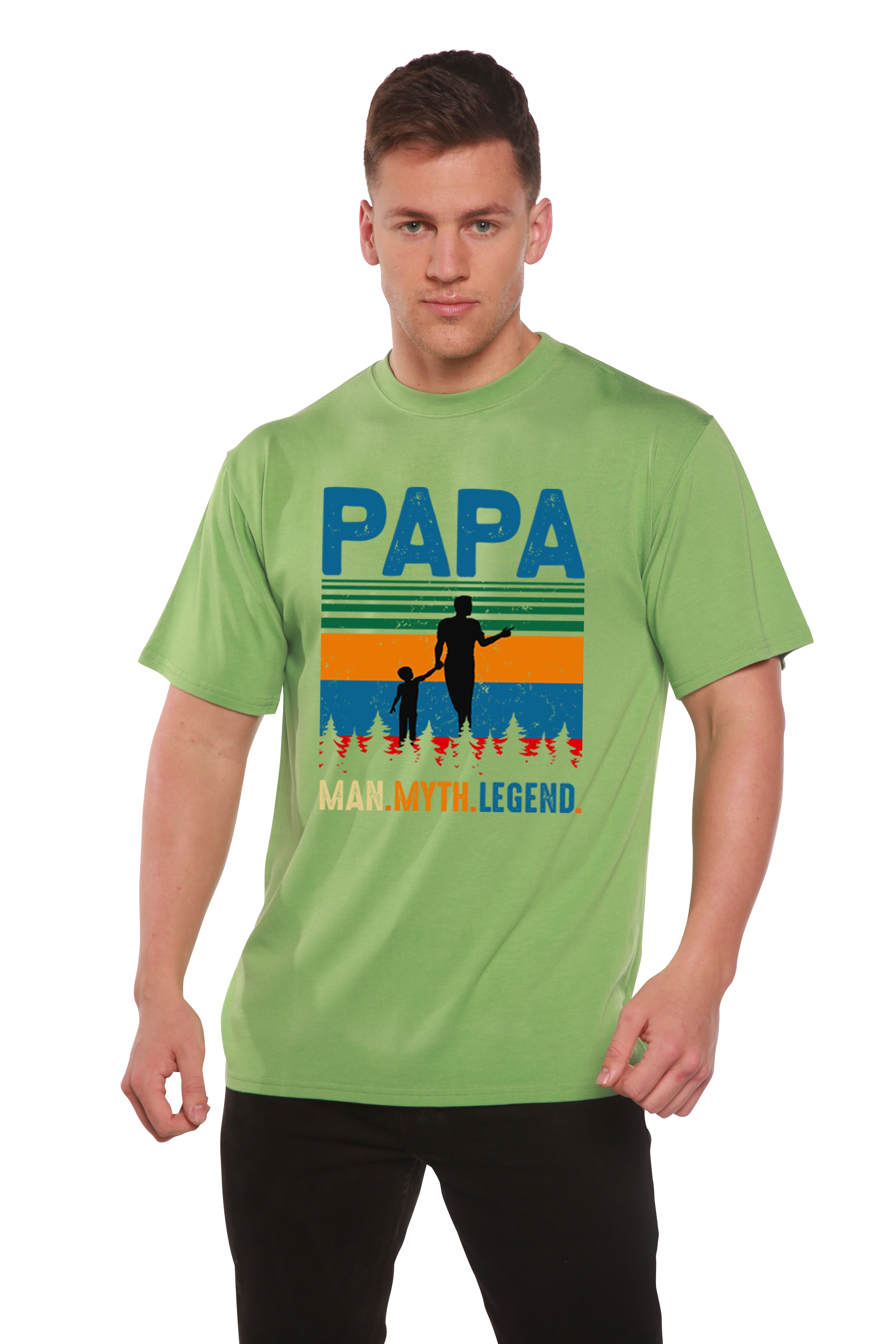 Camiseta de manga corta con estampado "Papa Man, Myth, Legend" de bambú, viscosa y algodón orgánico para hombre
