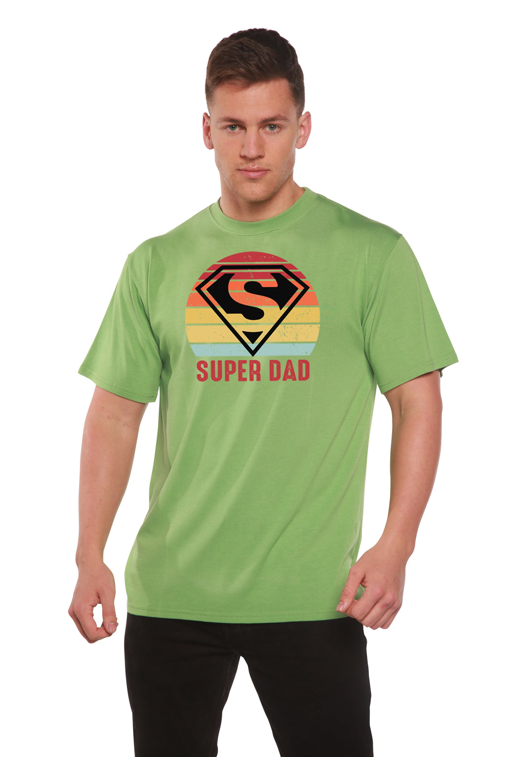 Camiseta gráfica de manga corta para hombre "Super Papá" de bambú viscosa/algodón orgánico