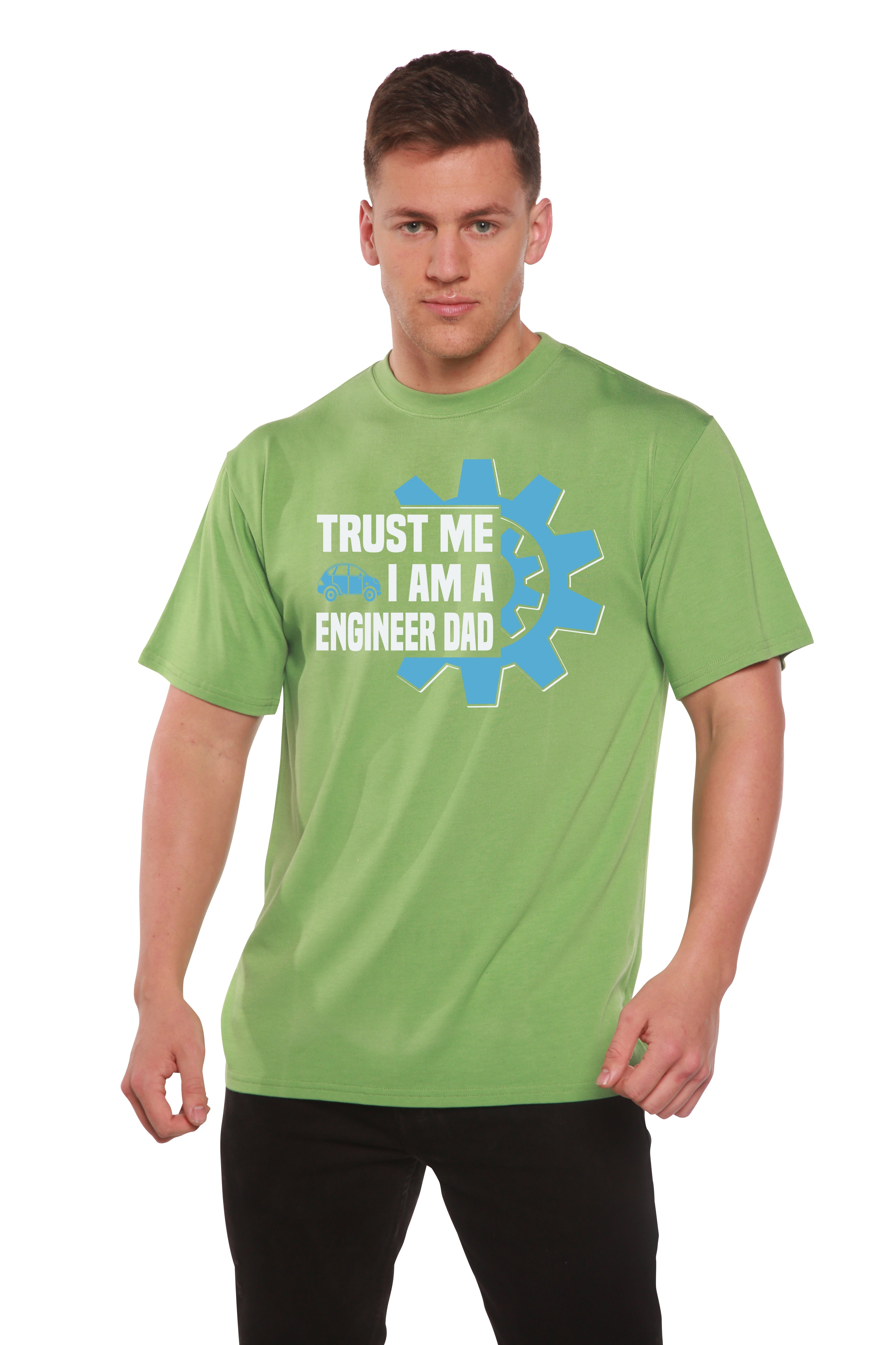 Confía en Mí, Soy un Papá Ingeniero. Camiseta Gráfica de Manga Corta de Viscosa de Bambú/Algodón Orgánico para Hombre