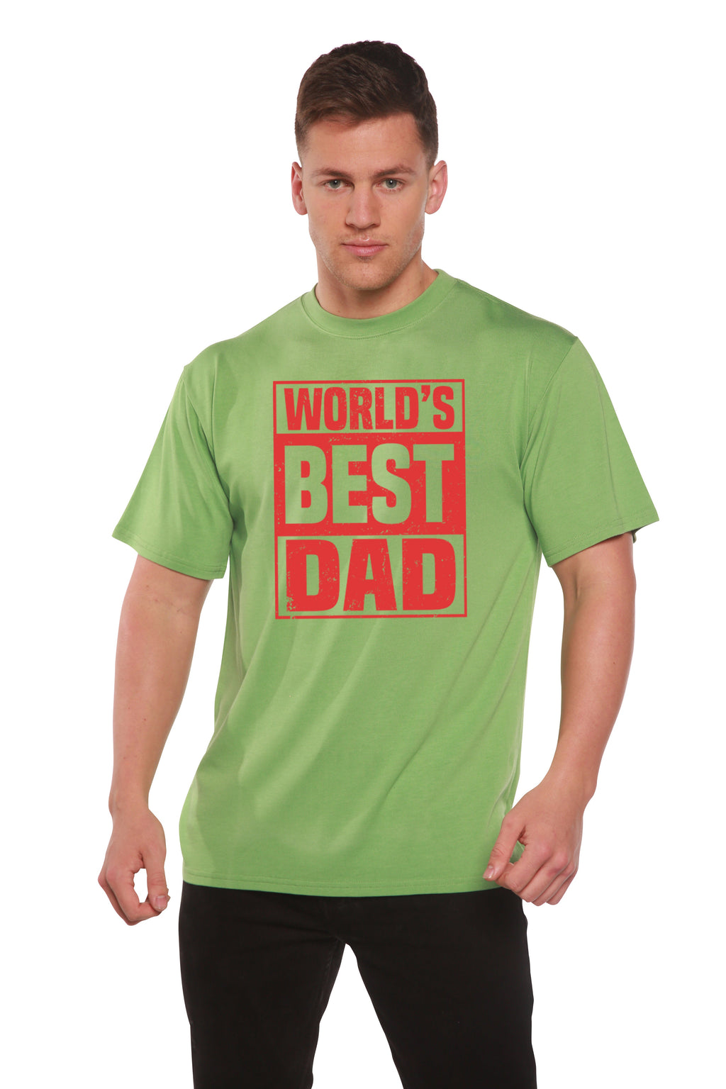 Camiseta Gráfica de Manga Corta para Hombre de Viscosa de Bambú y Algodón Orgánico "El Mejor Papá del Mundo"
