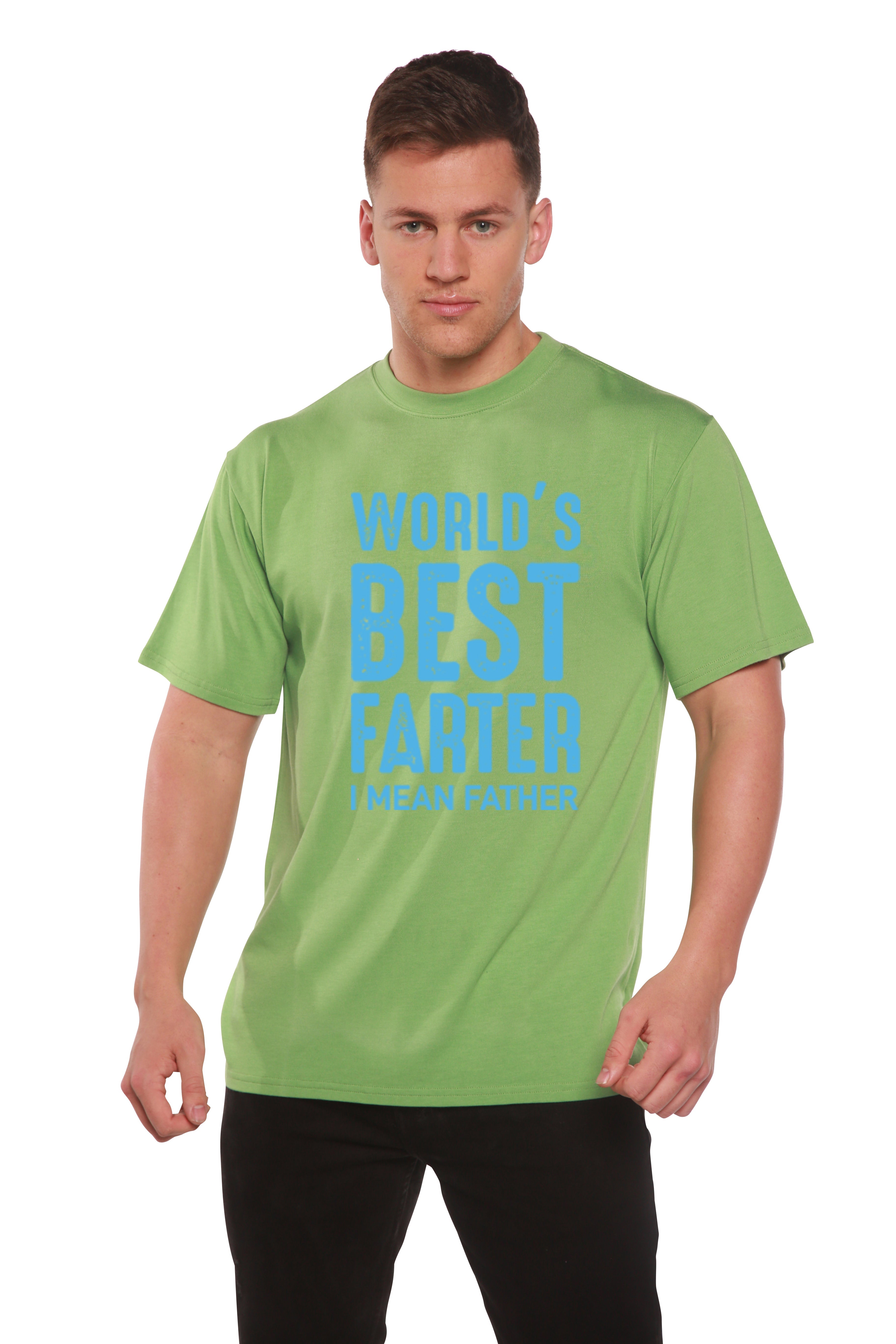 Camiseta de manga corta con estampado "El mejor pedorreador del mundo" de viscosa de bambú y algodón orgánico para hombre